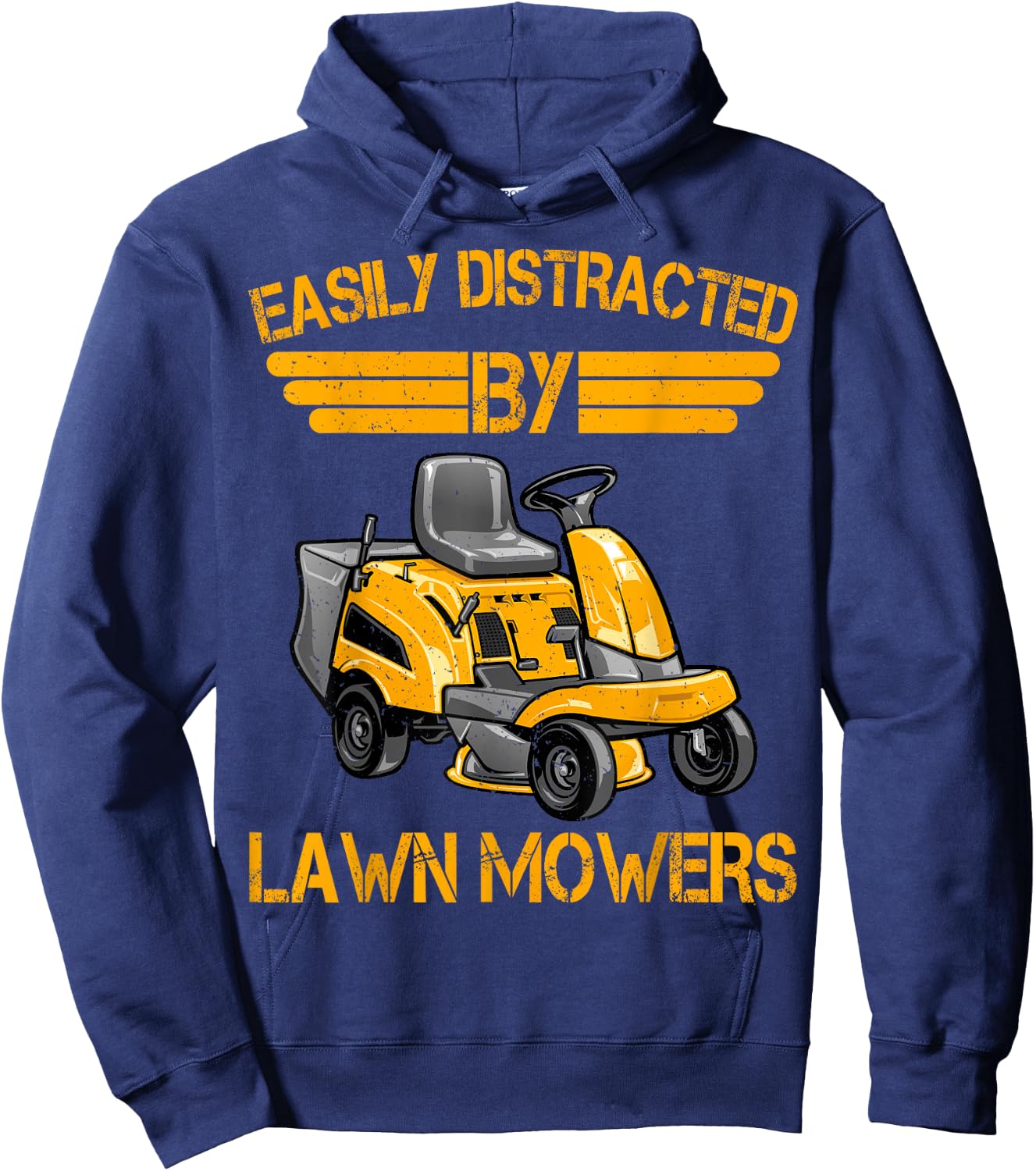 Easily Distracted By Lawn Mowers Lawnmowing Lovers Boys Kids Hoodie - Hoodie | Navy