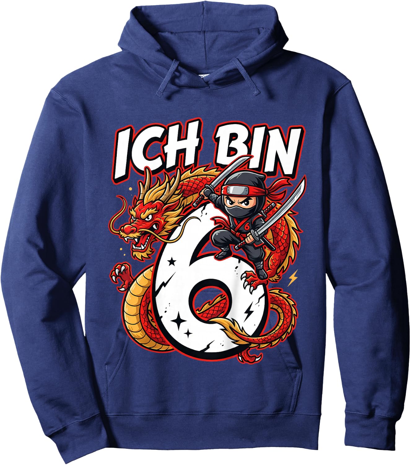 Cooler Ninja Geburtstag für Jungen mit Drache 6 Jahre Hoodie - Hoodie | Navy