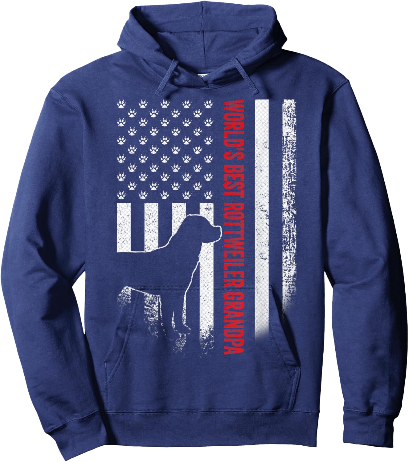 Vintage American Flag World's Best Rottweiler Grandpa Funny Men Hoodie - Hoodie | Navy