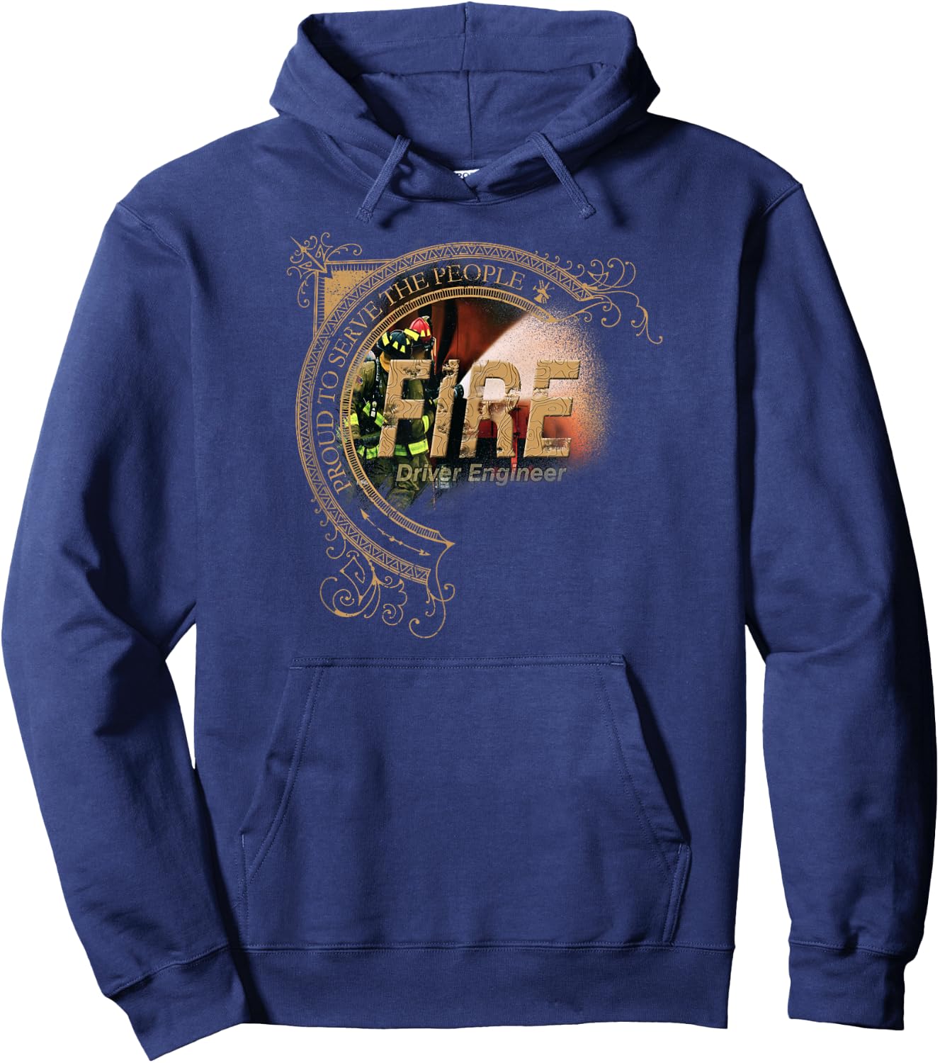 Firefighter Driver Engineer - Distressed Design Hoodie - Hoodie | Navy