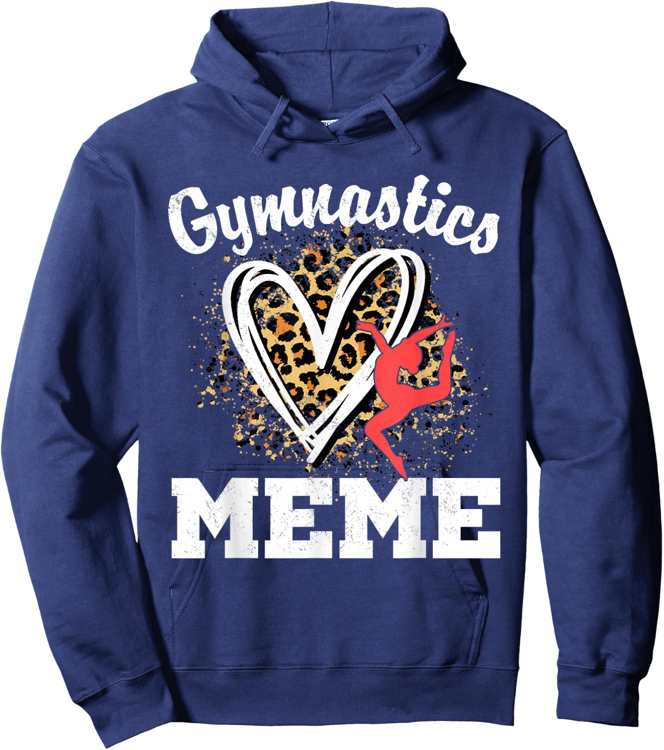 Gymnastics Meme Leopard Heart Gymnast Matching Family Hoodie - Hoodie | Navy