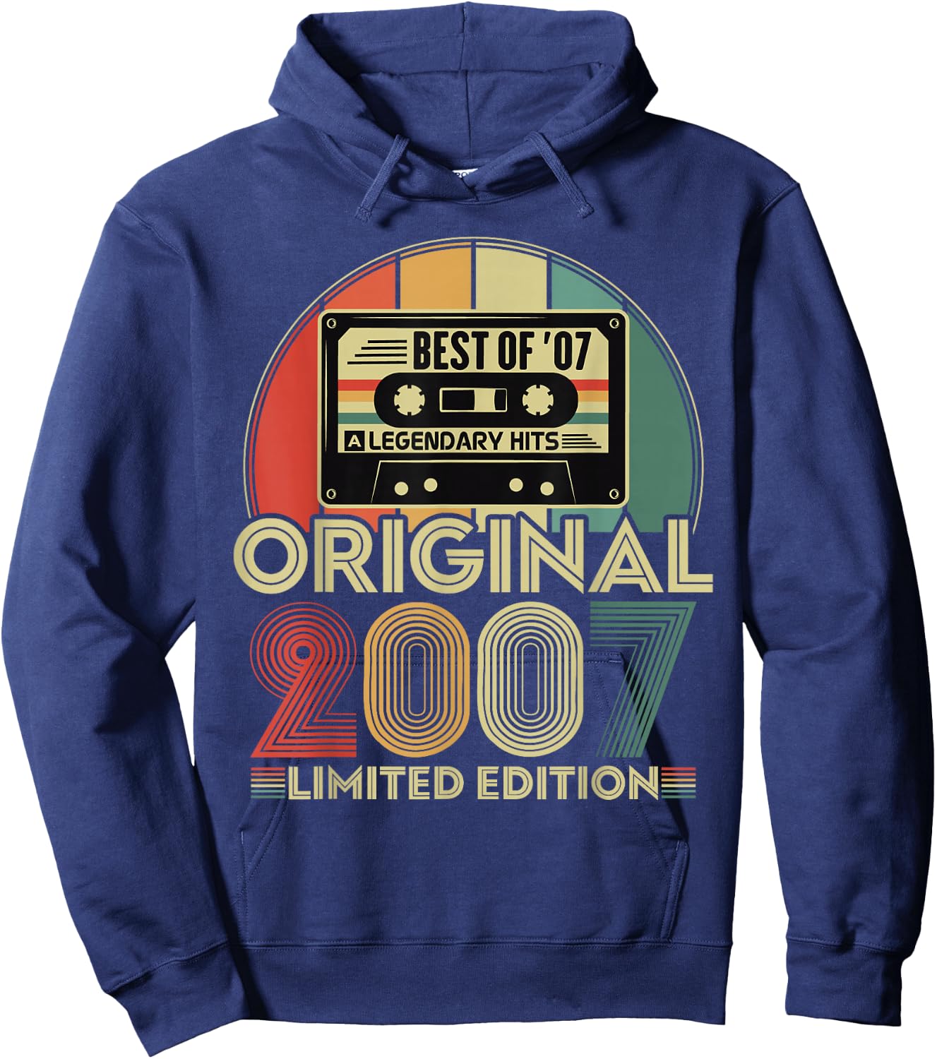 Original 2007 Vintage Birthday 18 Years Boys and Girls , Black, S Hoodie - Hoodie | Navy