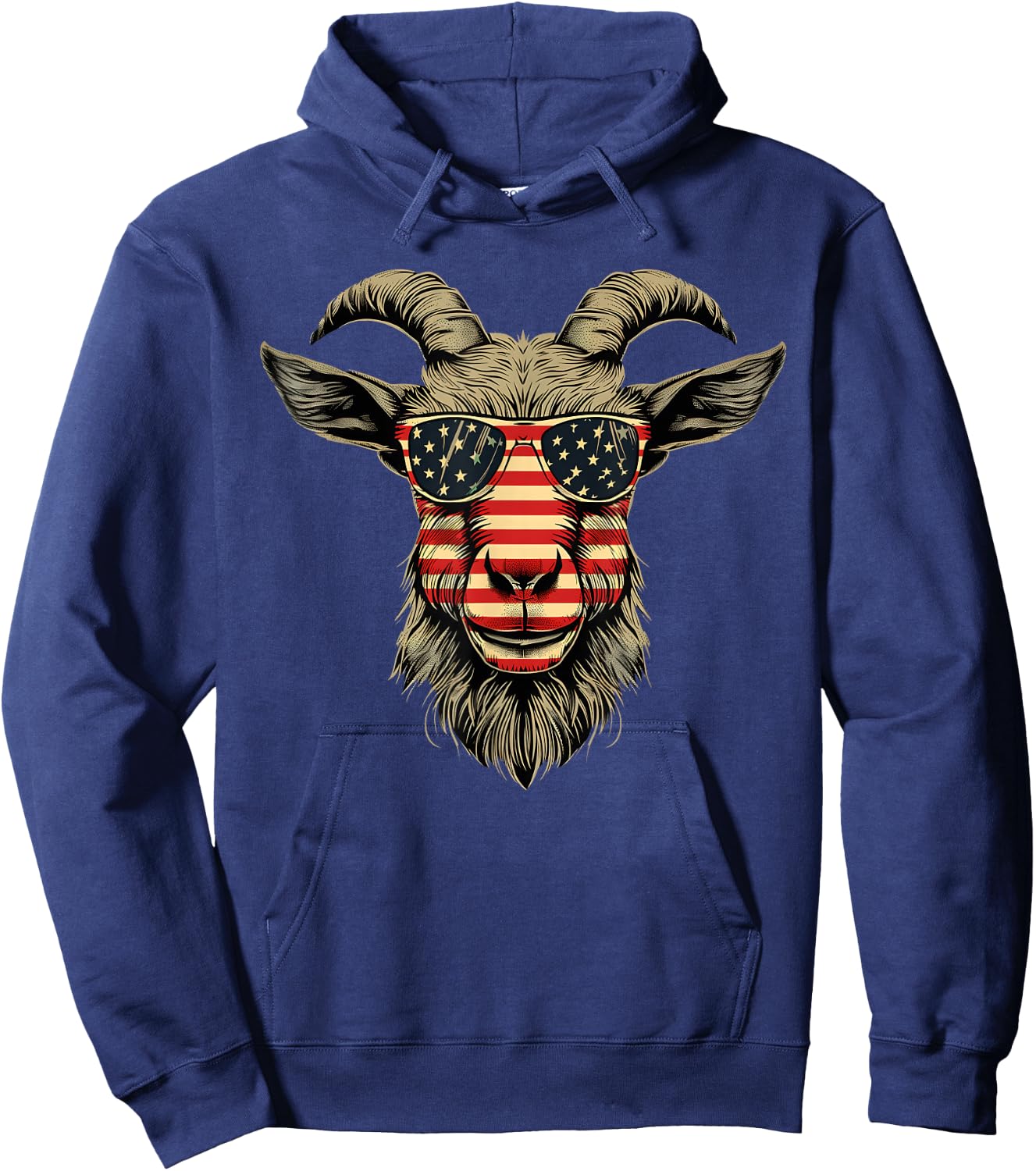 Cool Goat with Sunglasses and USA Flag Girls Kids Men Hoodie - Hoodie | Navy