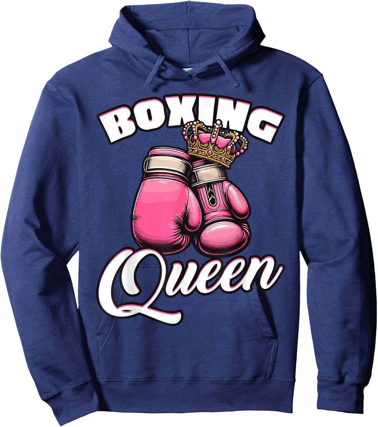 Pink Gloves Crown Boxing Lover Hoodie - Hoodie | Navy