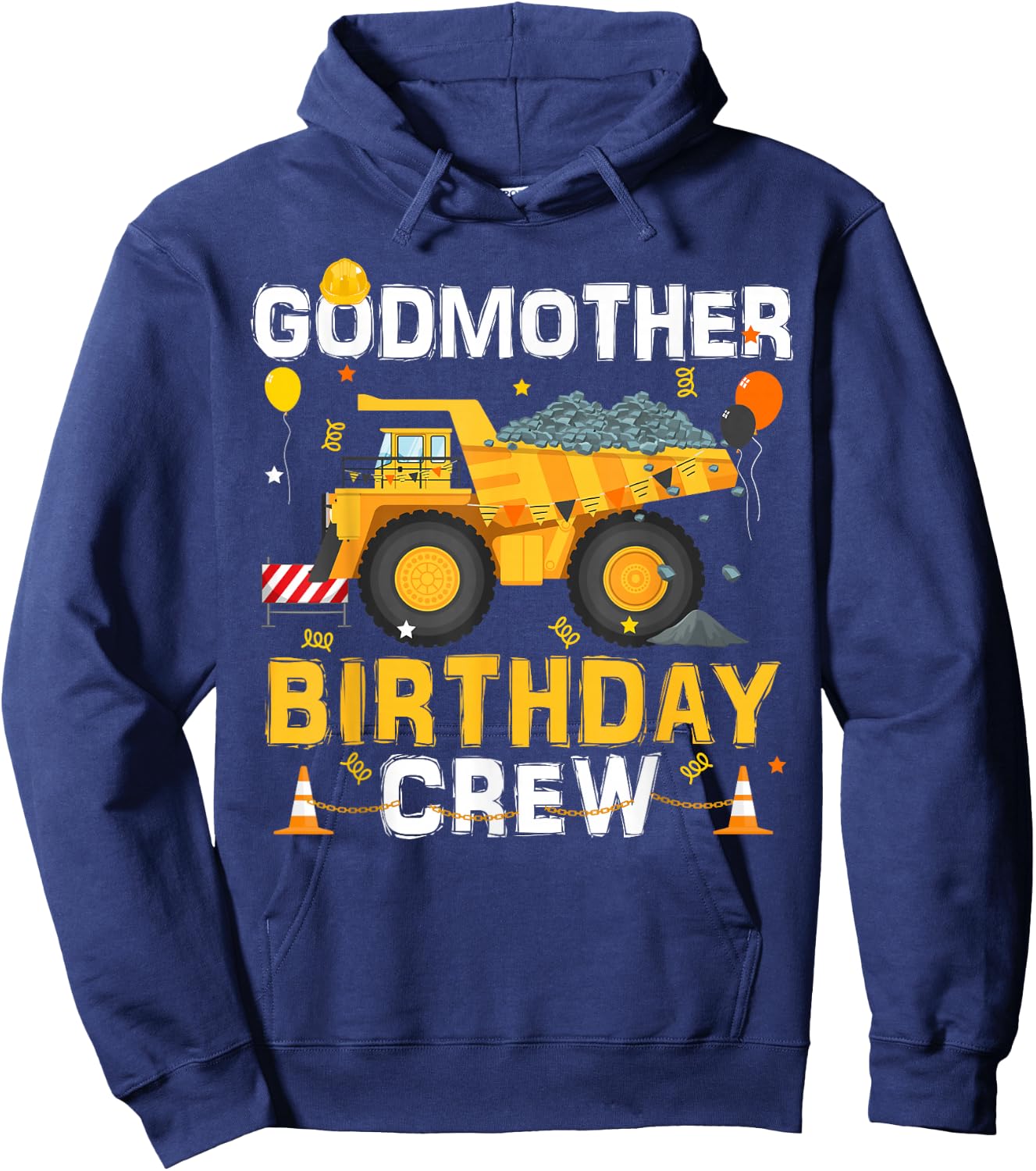 Godmother Birthday Crew Matching Construction B-day Boy Hoodie - Hoodie | Navy