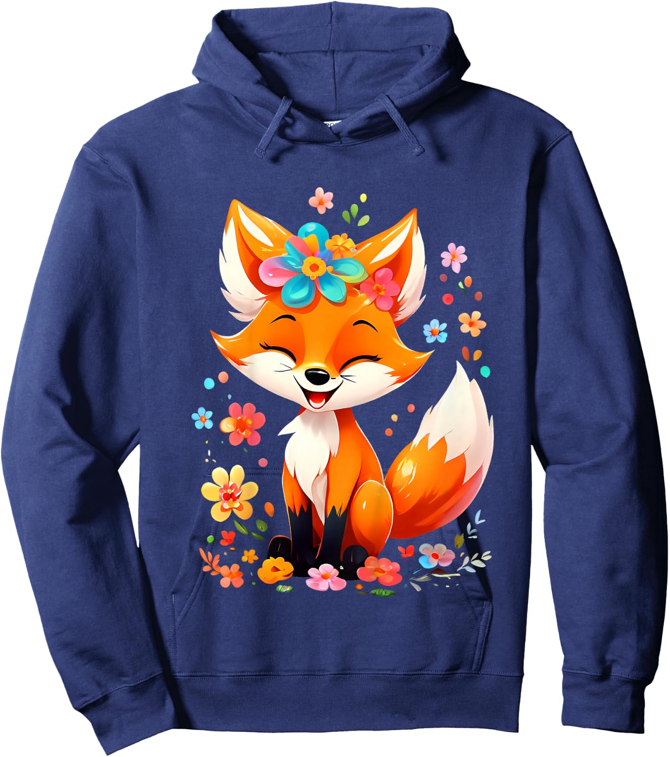 Kids Fox Gifts Cute Fox Cute Animal Cute Girls Boys , black Hoodie - Hoodie | Navy