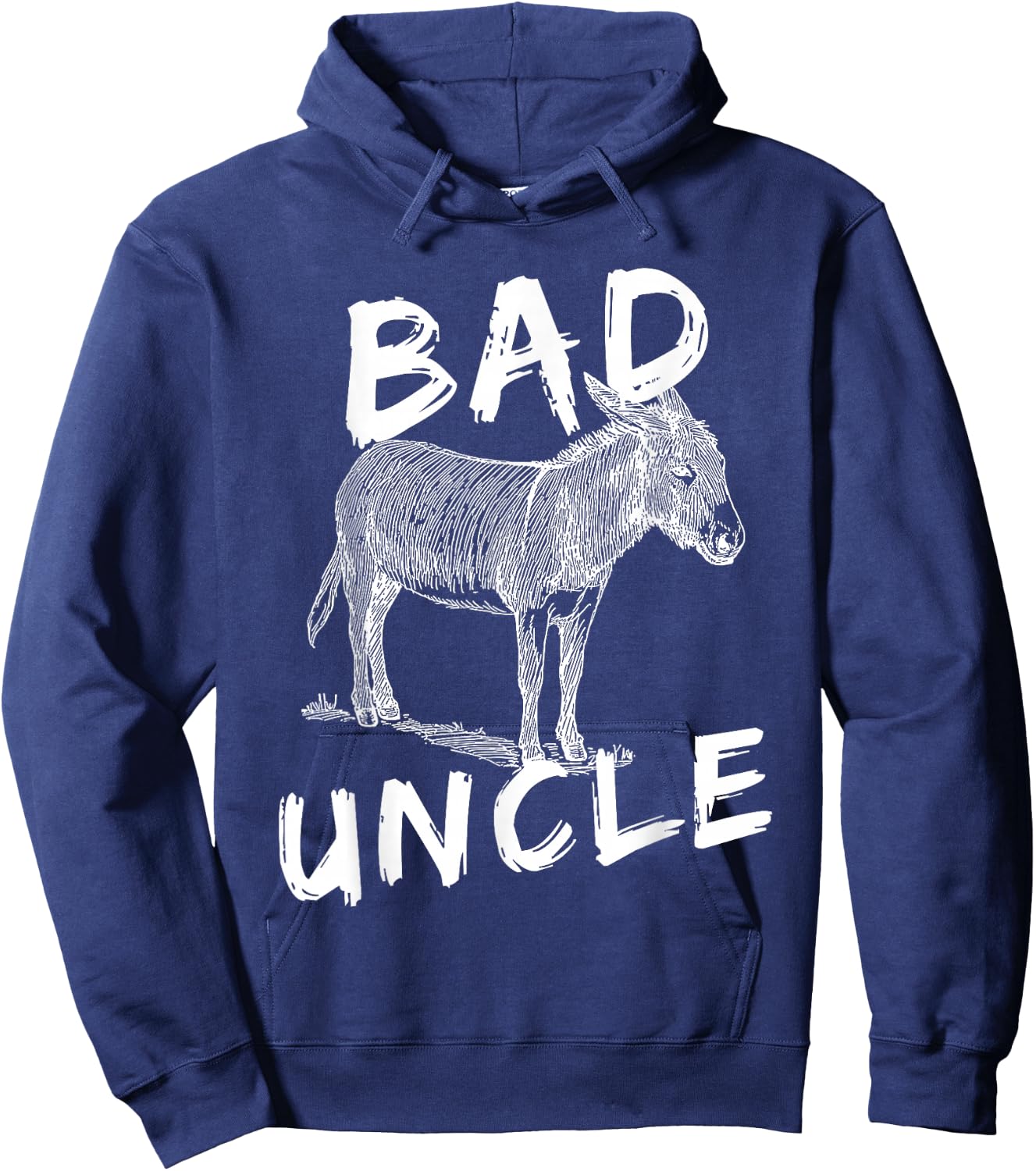Bad Ass Uncle Donkey Graphic Design Hand Drawn Donkey Art Hoodie - Hoodie | Navy
