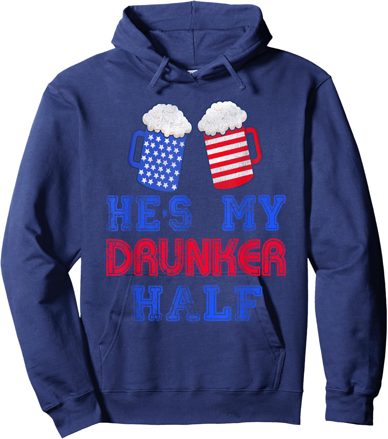 He's my Drunker Half 4th July Matching Couples Drinking Hoodie - Hoodie | Navy