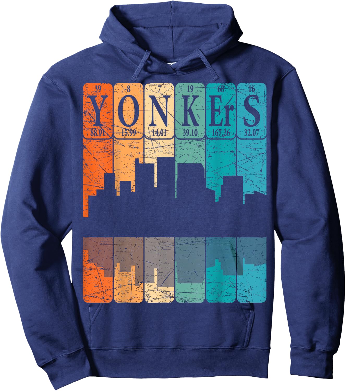 Yonkers Periodic Table Elements Yonkers New York Retro Hoodie - Hoodie | Navy