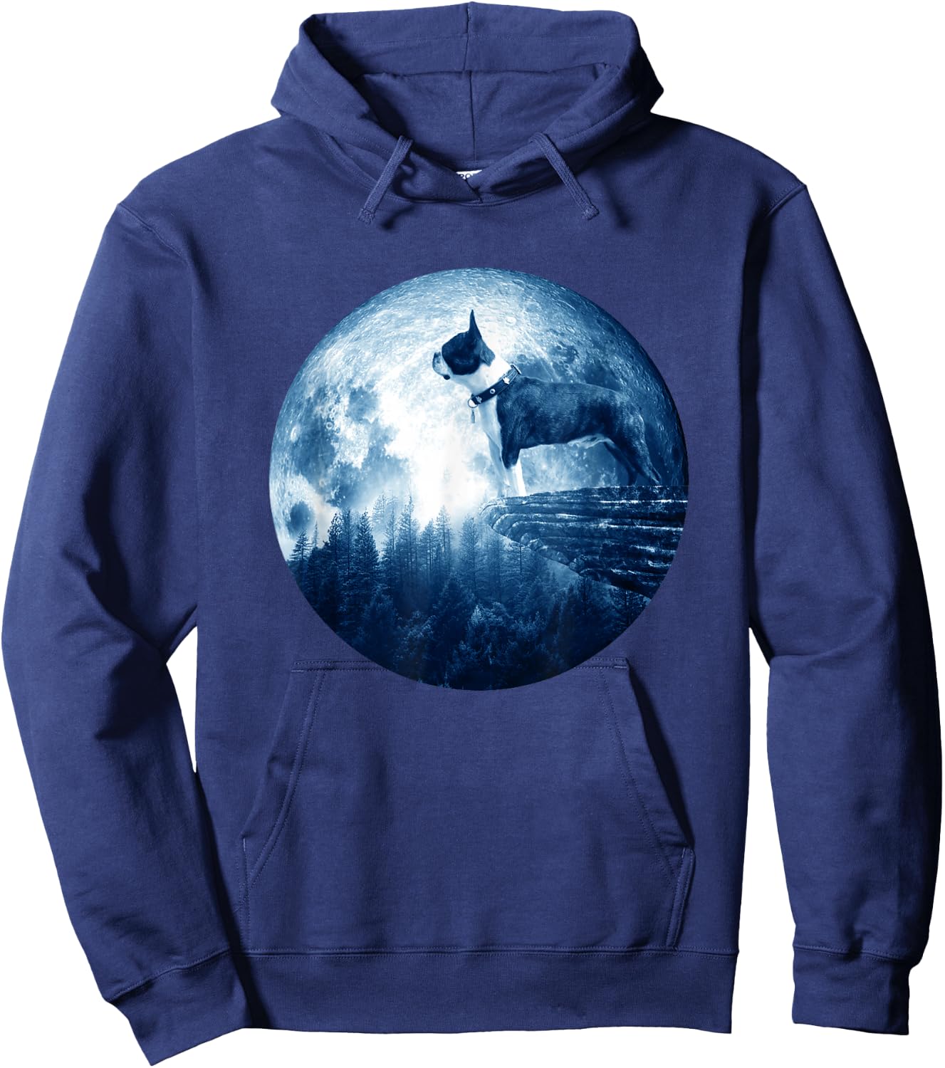 Boston Terrier Dog Moon Dog Mom Dad Women Men Dog Lovers Hoodie - Hoodie | Navy