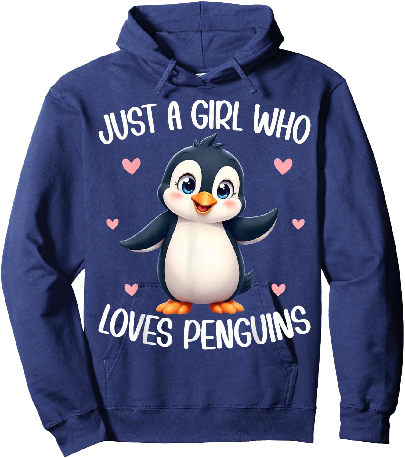 Just A Girl Who Loves Penguins Kids Girls Cute Penguin Lover Hoodie - Hoodie | Navy