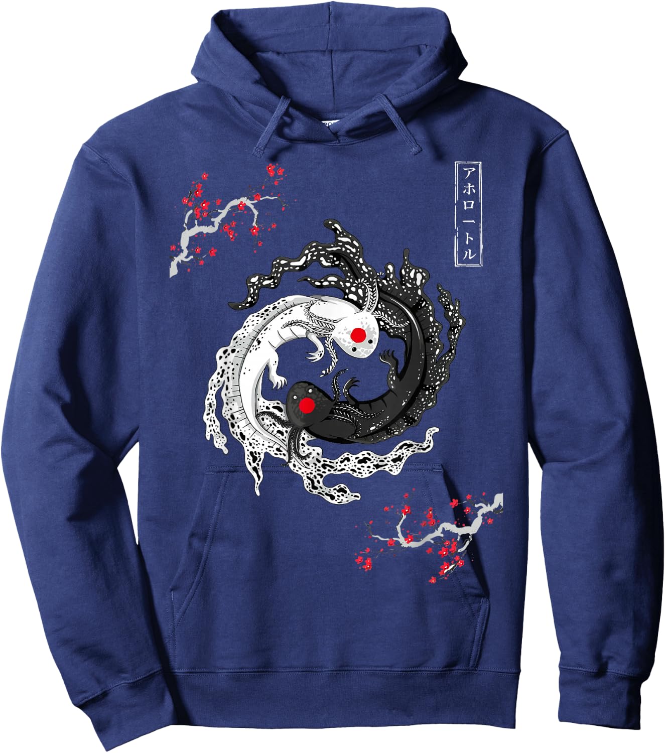 Axolotls Yin Yang Japanese Art Anime Graphic Axolotl Lover Hoodie - Hoodie | Navy