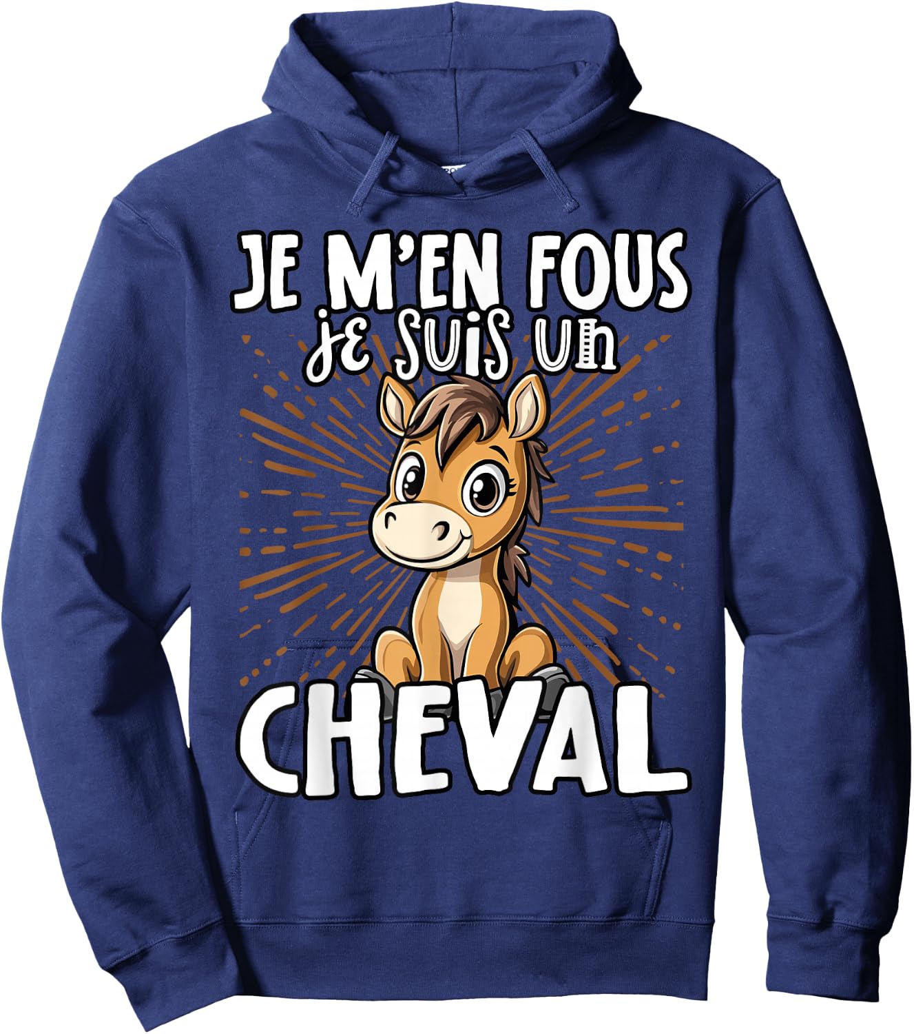 Je M'en Fous Je Suis Un Cheval - Sweet Horse , Black, S Hoodie - Hoodie | Navy