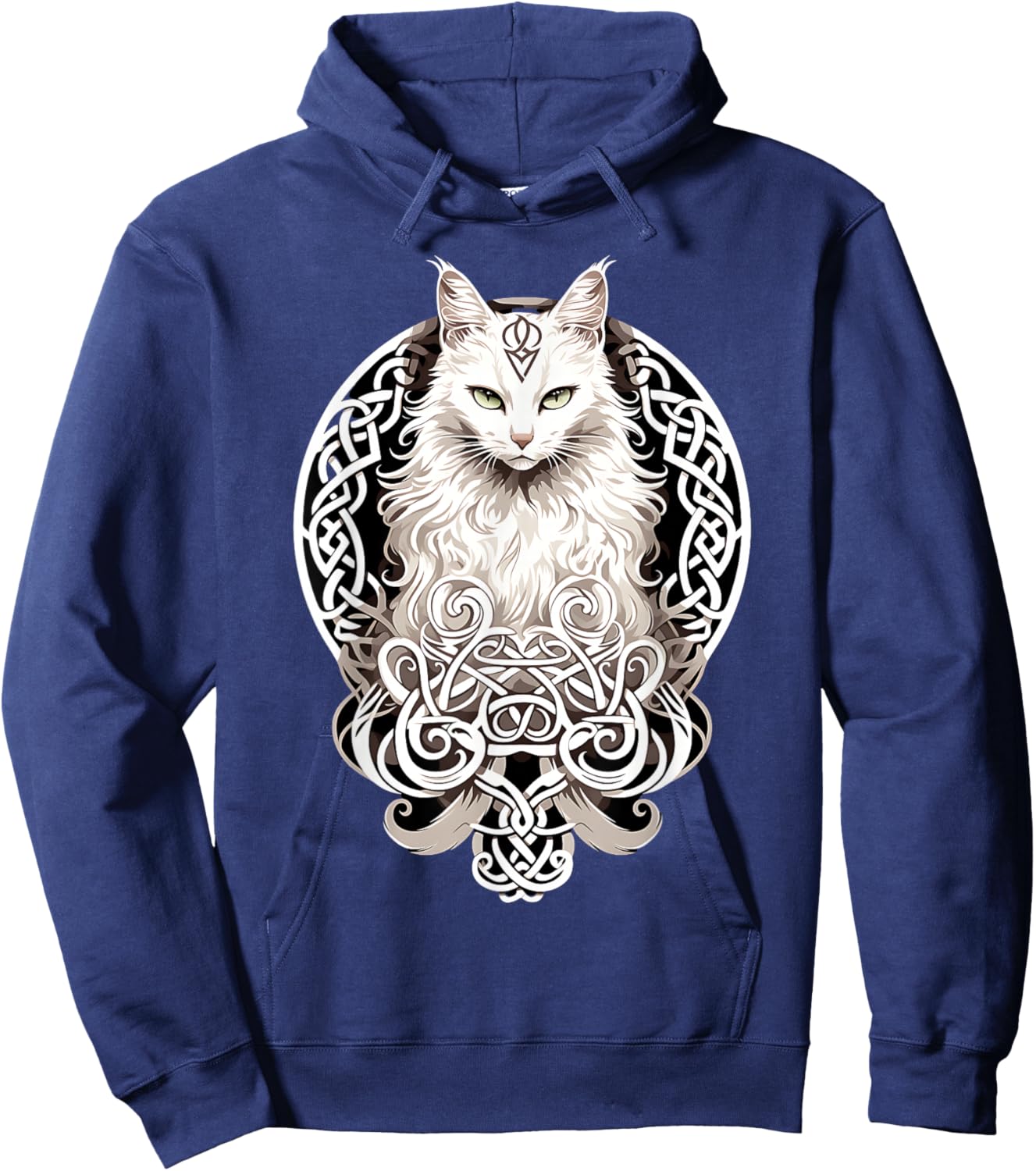 Celtic Knot Cat Wiccan Wicca Animal Pagan Nordic Witch , Black, S Hoodie - Hoodie | Navy
