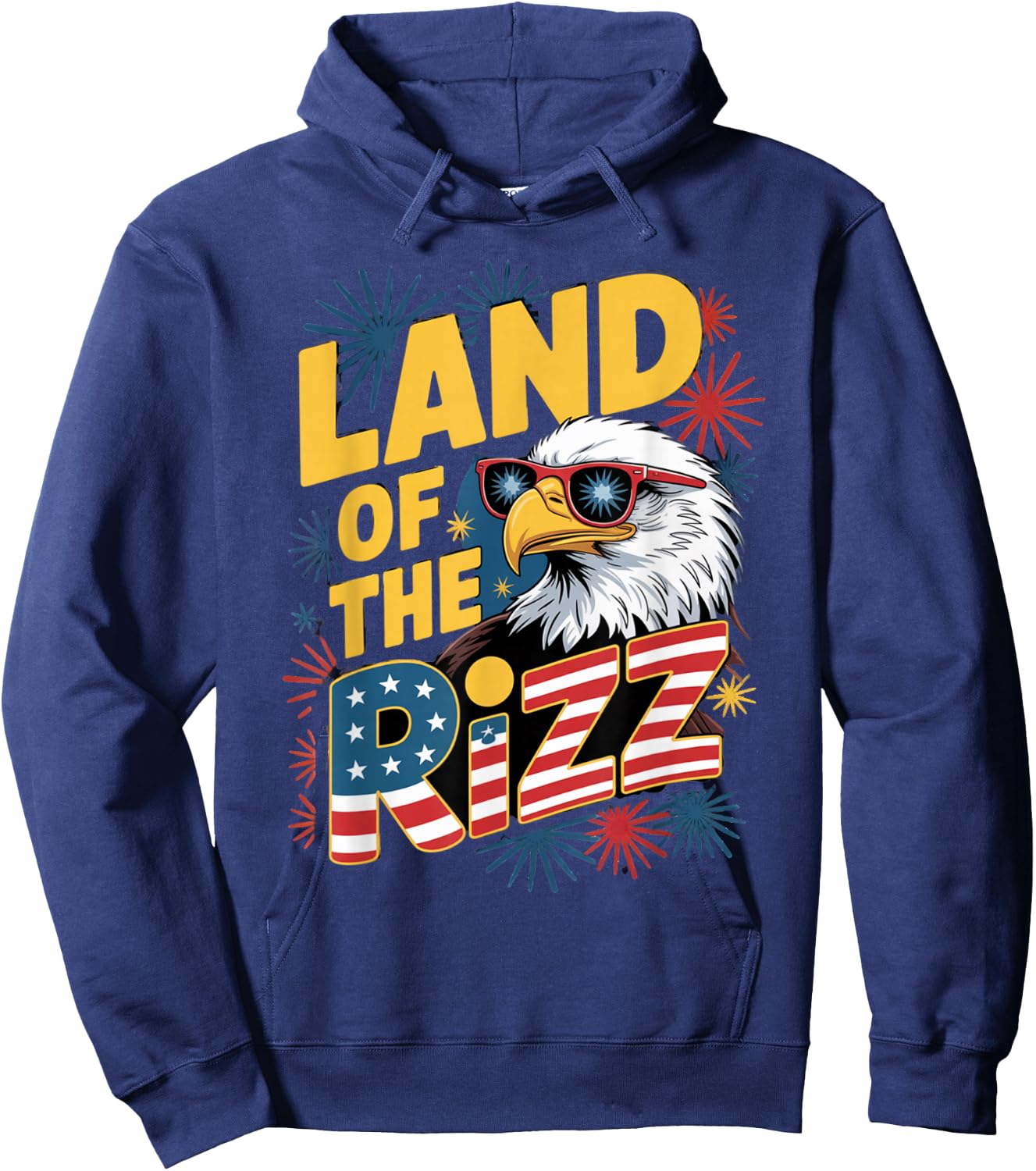Land of The Rizz Patriotic American USA Flag 4th of July Hoodie - Hoodie | Navy