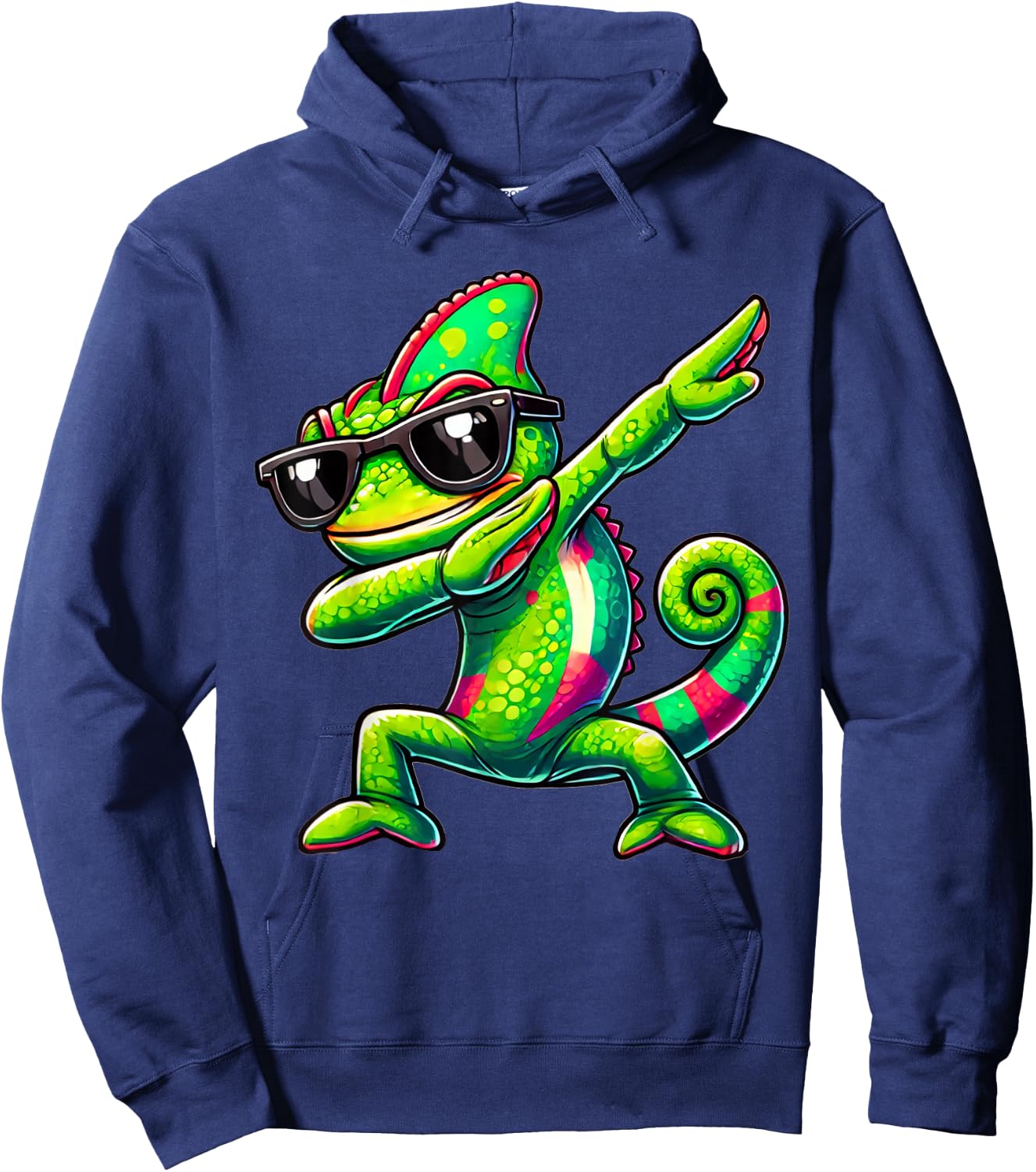 Dabbing Chameleon Funny Chameleon Gift Chameleon , black Hoodie - Hoodie | Navy