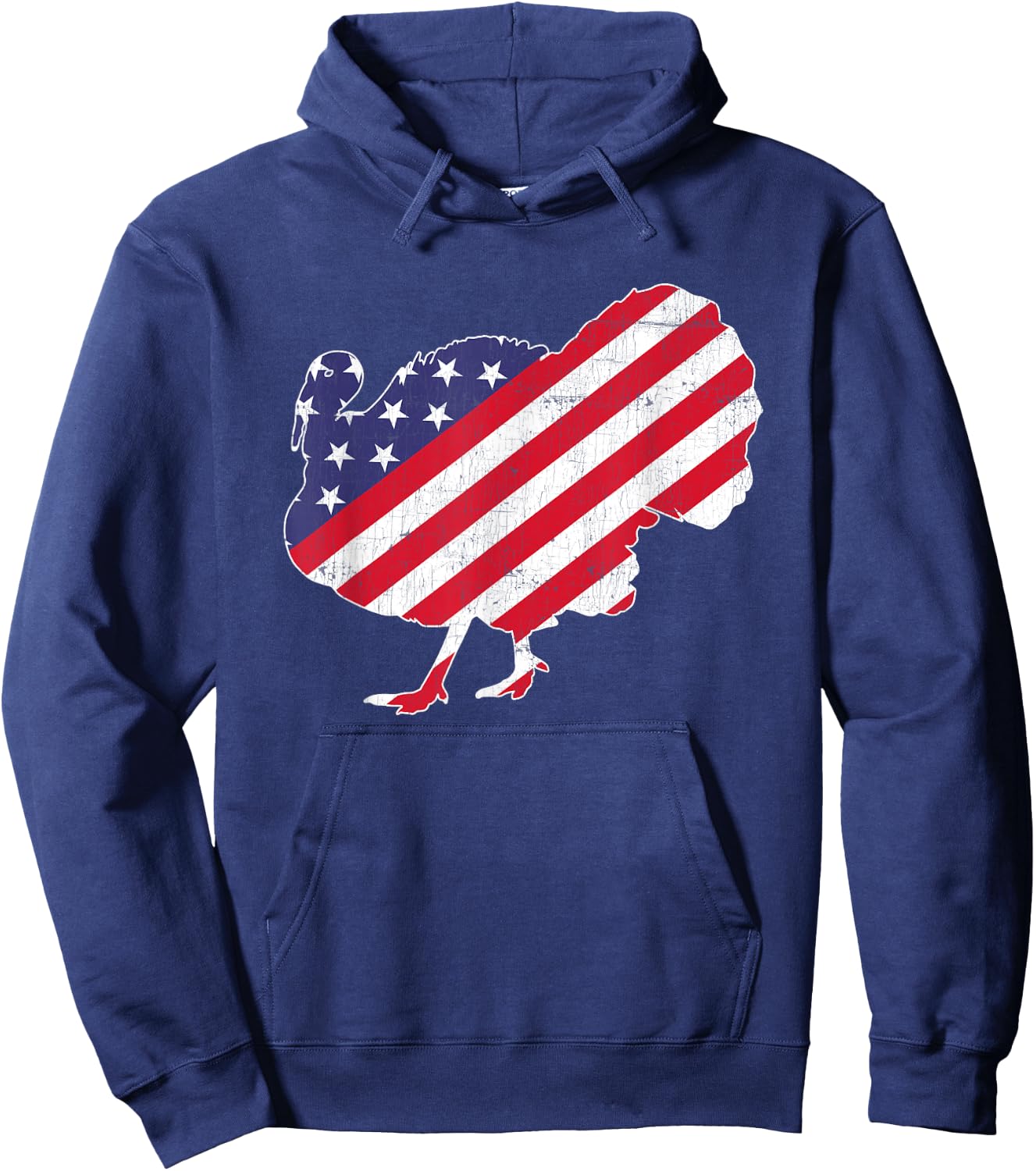 Vintage Turkey 4th of July Patriotic American Flag Hoodie - Hoodie | Navy