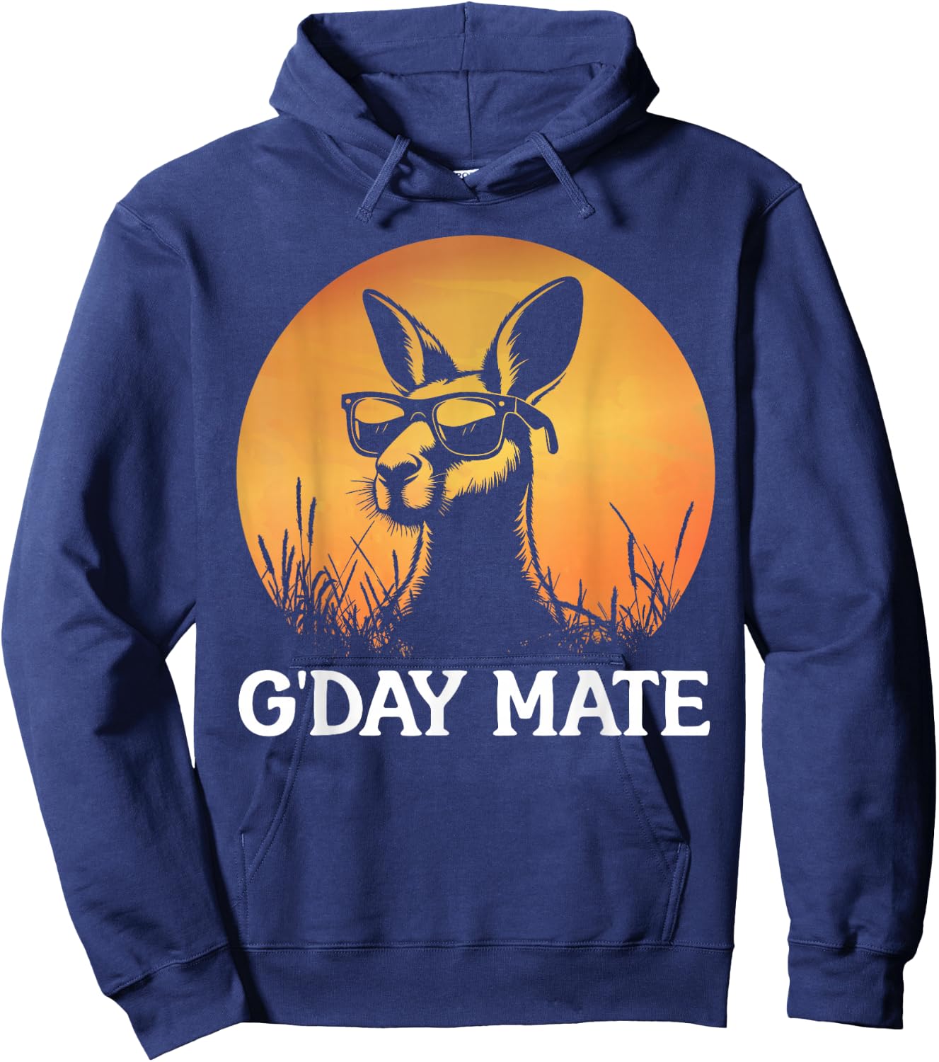 Funny Kangaroo With Sunglasses Sunset Australia G'Day Mate Hoodie - Hoodie | Navy