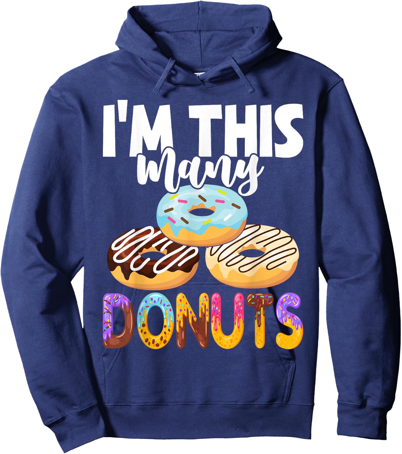 Cute Donut 3rd Birthday I'm This Many Donuts 3-Year-Old Hoodie - Hoodie | Navy