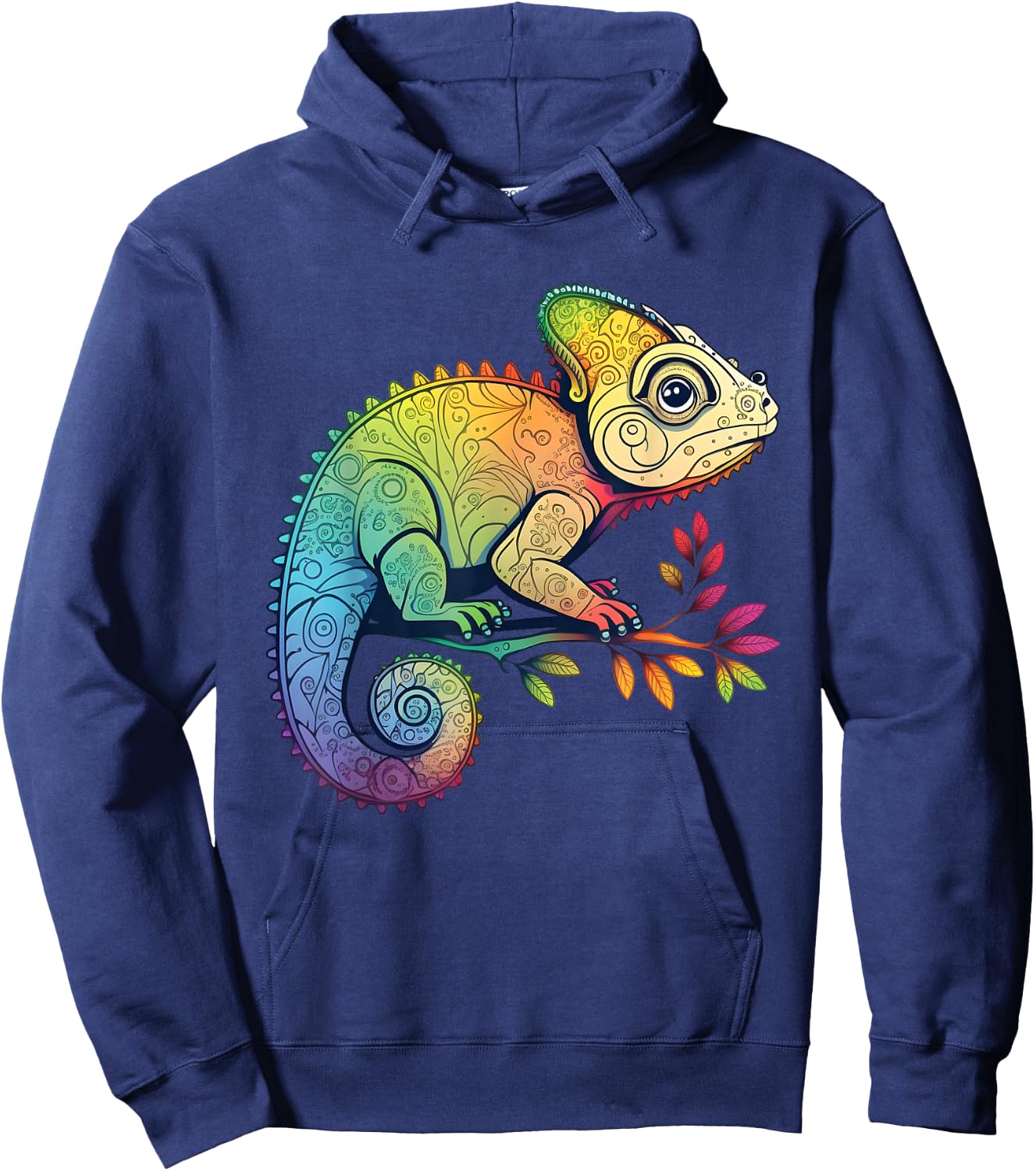 Colorful Chameleon Camouflage Rainforest Chameleon Lizard Hoodie - Hoodie | Navy