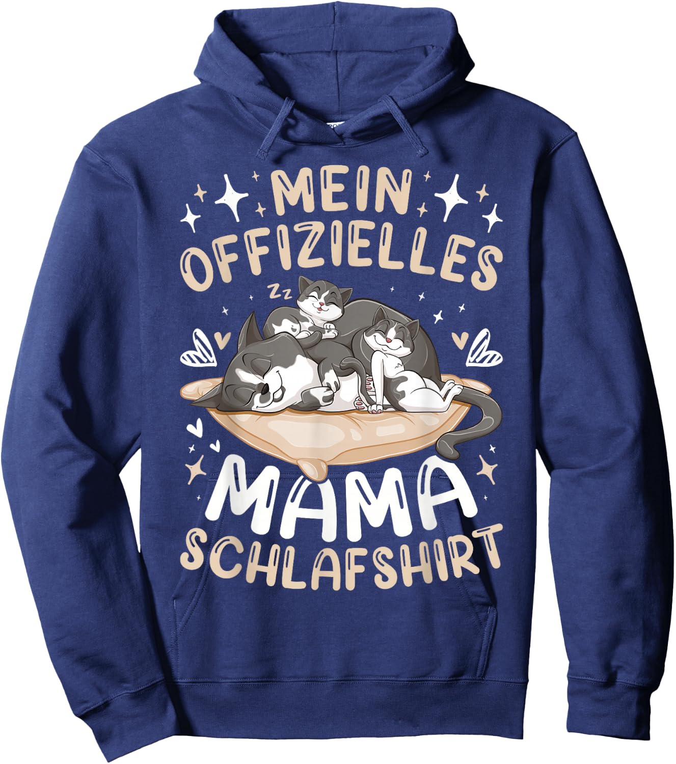 Offizielles Mama Schlafshirt Mutter Hauskatze mit 2 Kätzchen Hoodie - Hoodie | Navy
