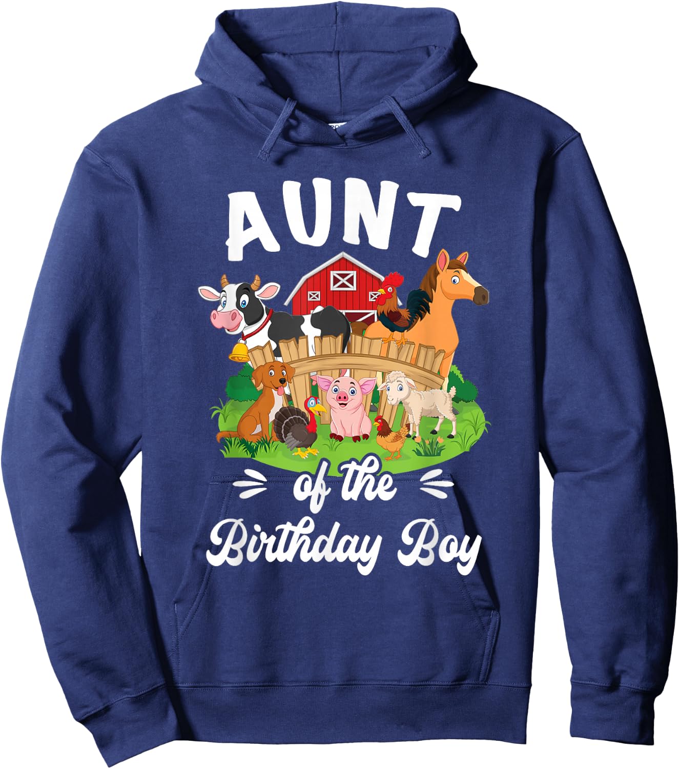 Aunt Of The Birthday Boy Party Cow Farm 1St Birthday Party Hoodie - Hoodie | Navy