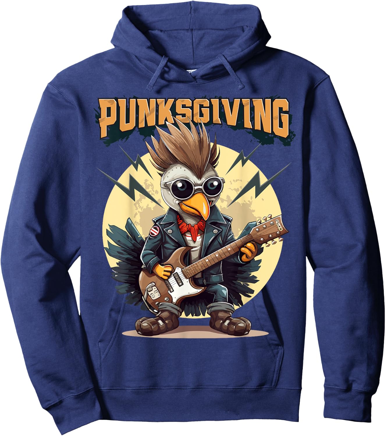 Punksgiving - Funny Thanksgiving Turkey Punk Rock Men Women Hoodie - Hoodie | Navy