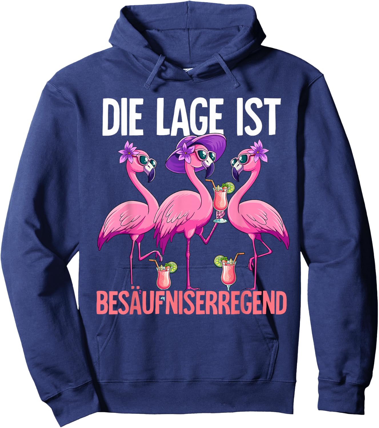 with German Text "Die Lage Ist Besäufniserregend, black Hoodie - Hoodie | Navy