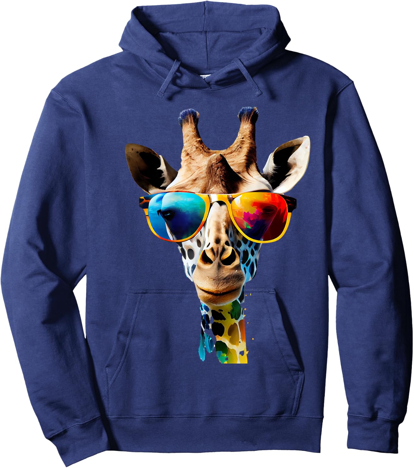 Giraffe with Sunglasses , black Hoodie - Hoodie | Navy