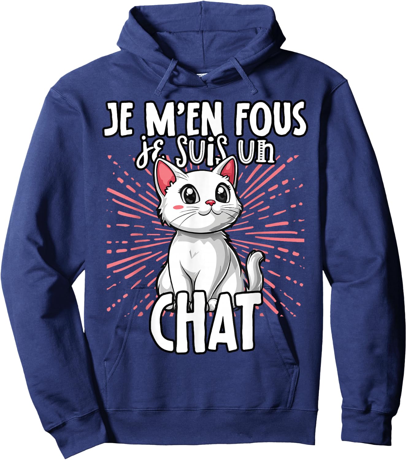 Je M'en Fous Je Suis Un Chat - Sweet Chat , Black, S Hoodie - Hoodie | Navy