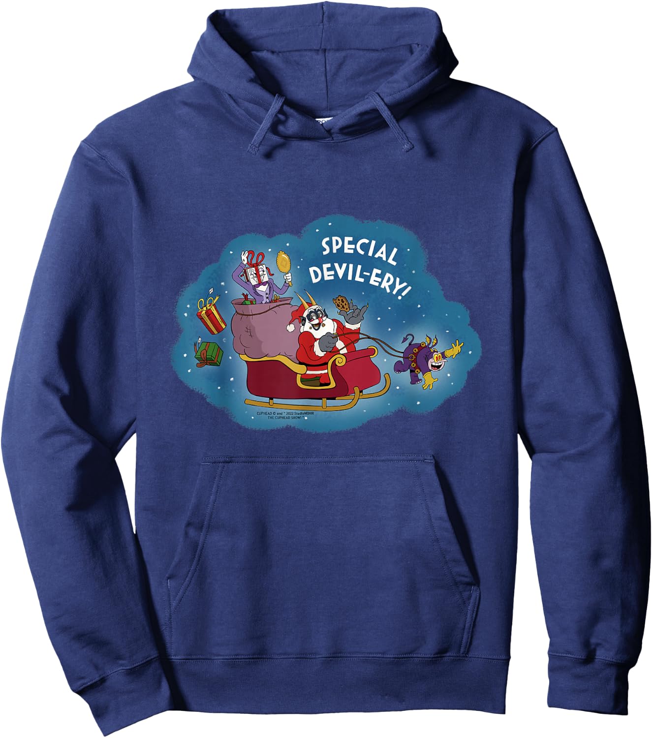 "SPECIAL DEVIL-ERY!" The Cuphead Show! Holiday Merch Graphic Hoodie - Hoodie | Navy