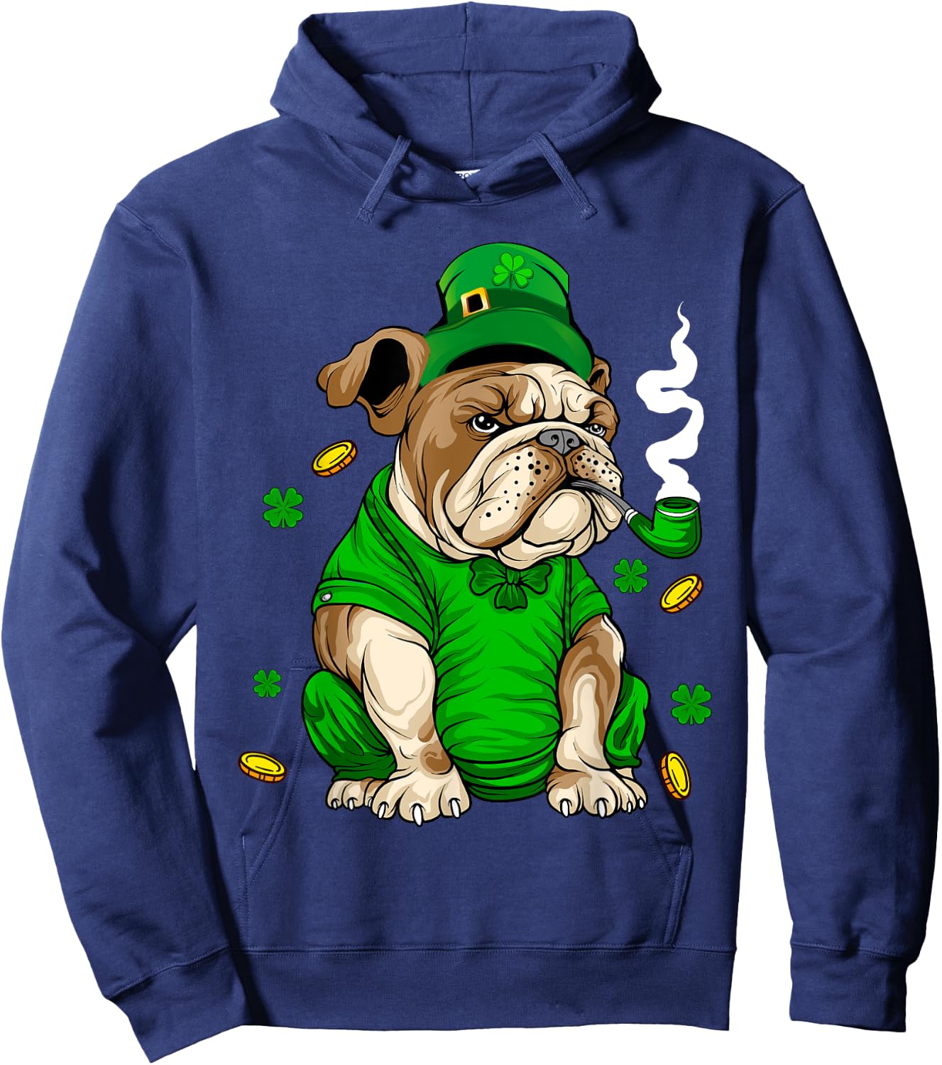 St Patricks day Bulldog Dog irish Saint Patrick Day Women Kids Hoodie - Hoodie | Navy