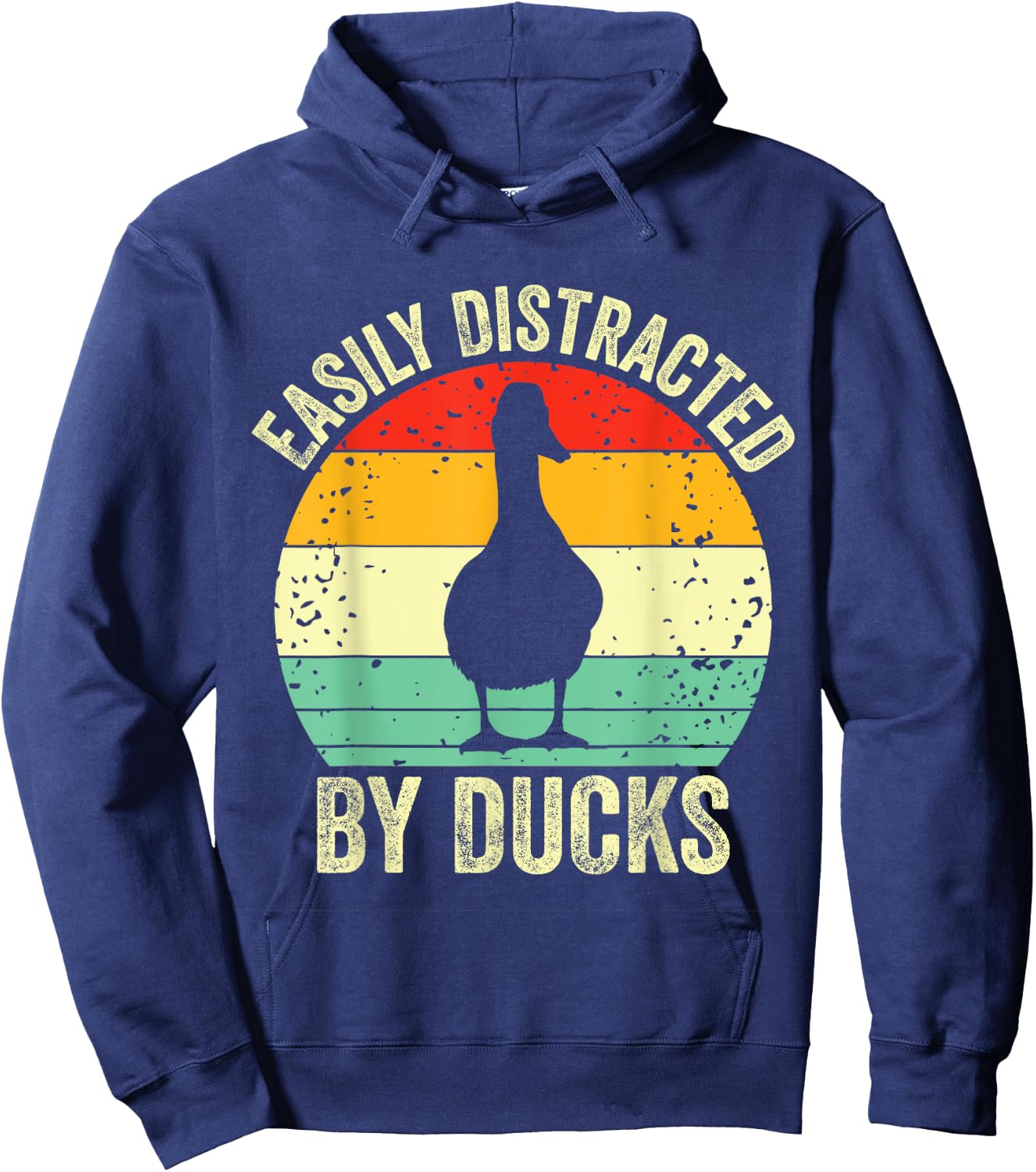 Duck Easily Distracted By Ducks Vintage Farmer Ducks Lover Hoodie - Hoodie | Navy