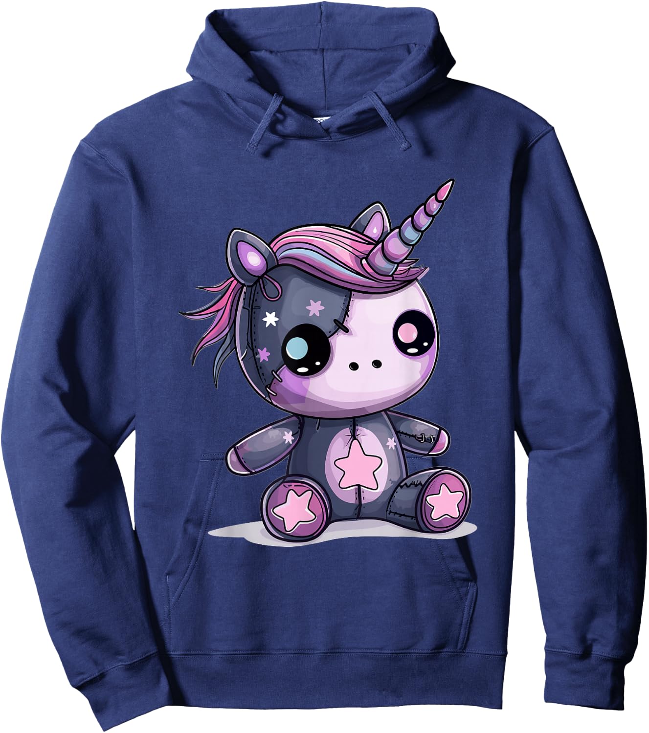 Goth Pastel Cute Creepy Kawaii Unicorn Voodoo Doll Hoodie - Hoodie | Navy
