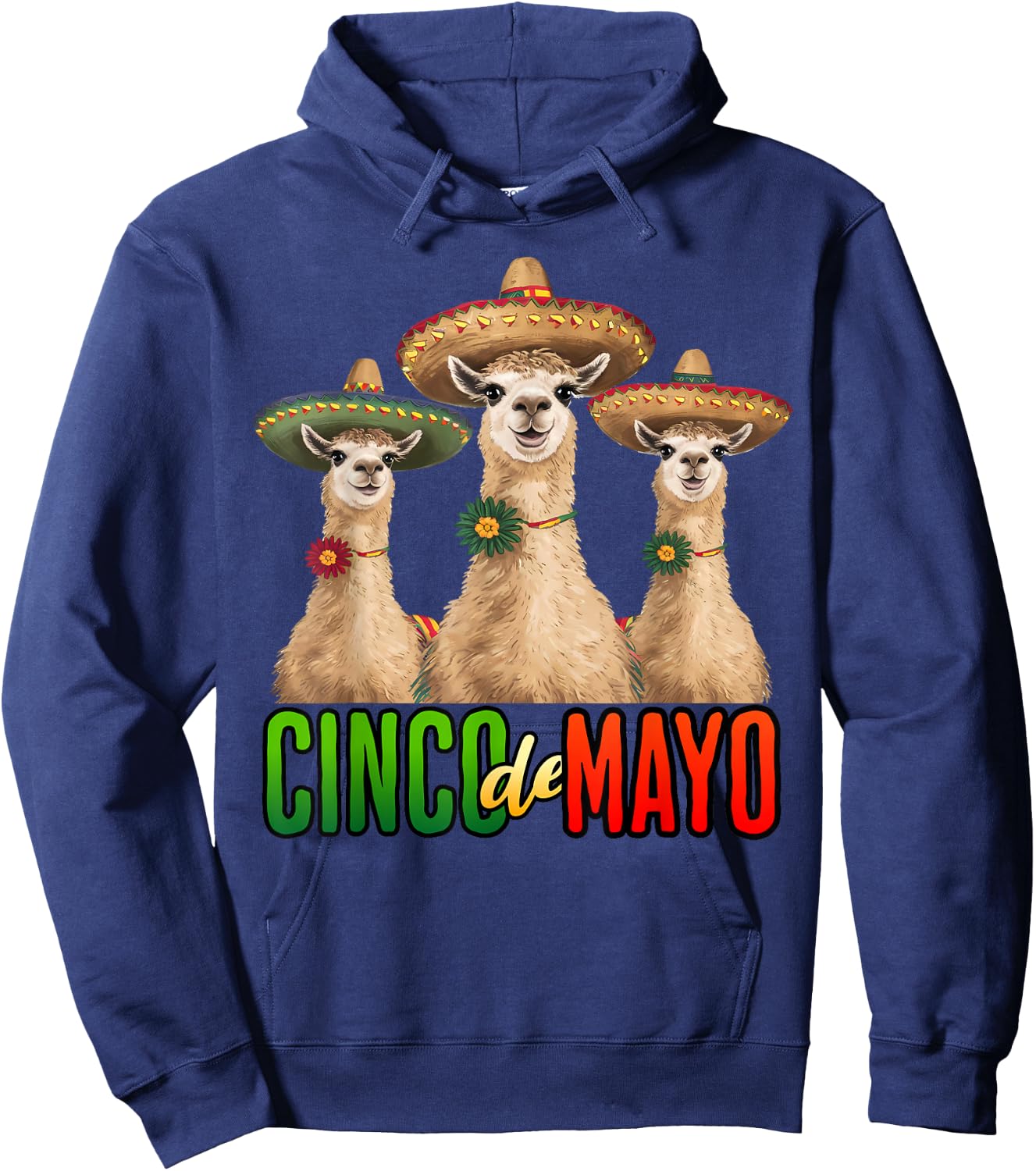 Fiesta Cinco de Mayo Llama Mexican Men women Hoodie - Hoodie | Navy