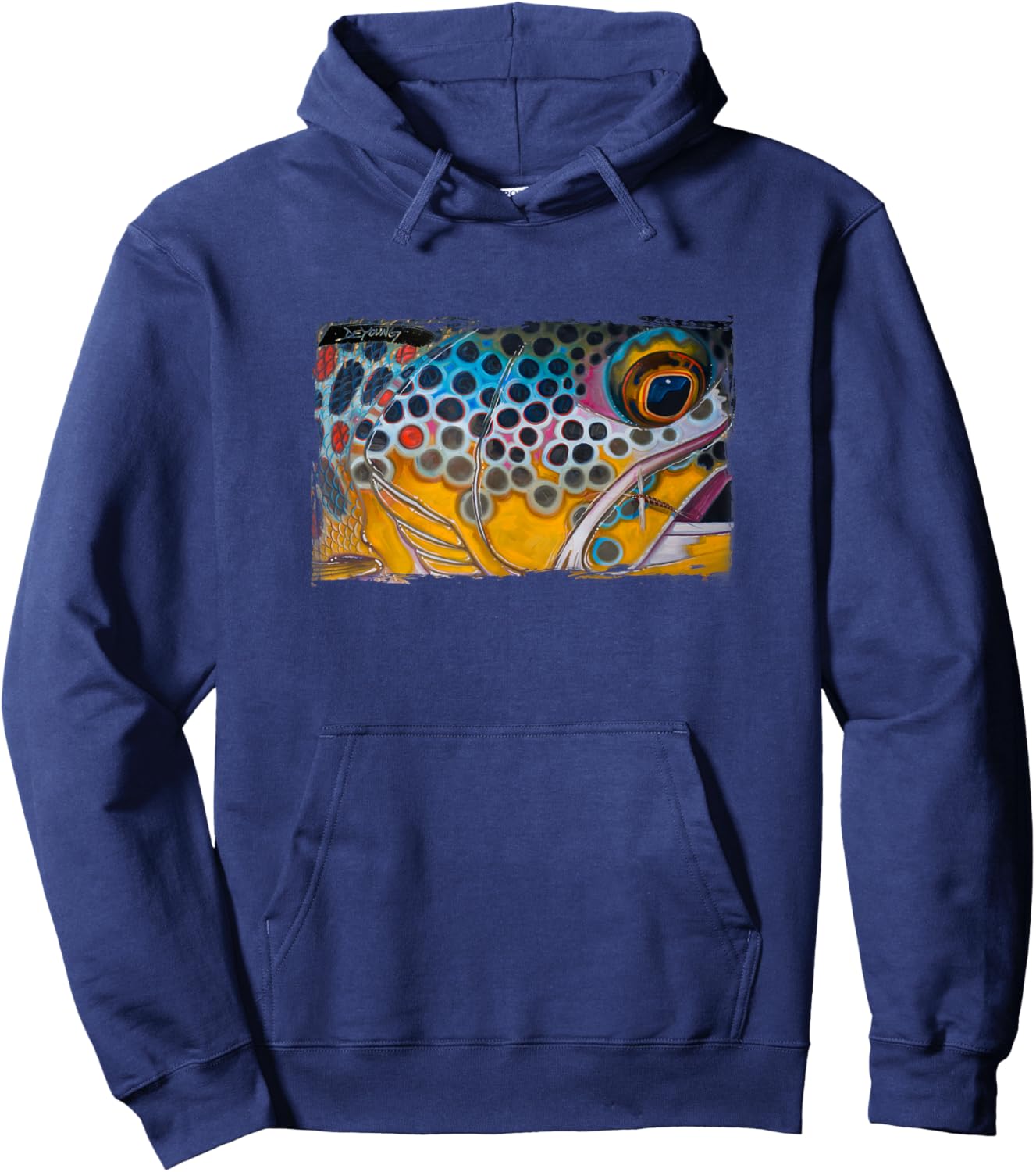 Brown Trout and Dry Fly Derek DeYoung Hoodie - Hoodie | Navy