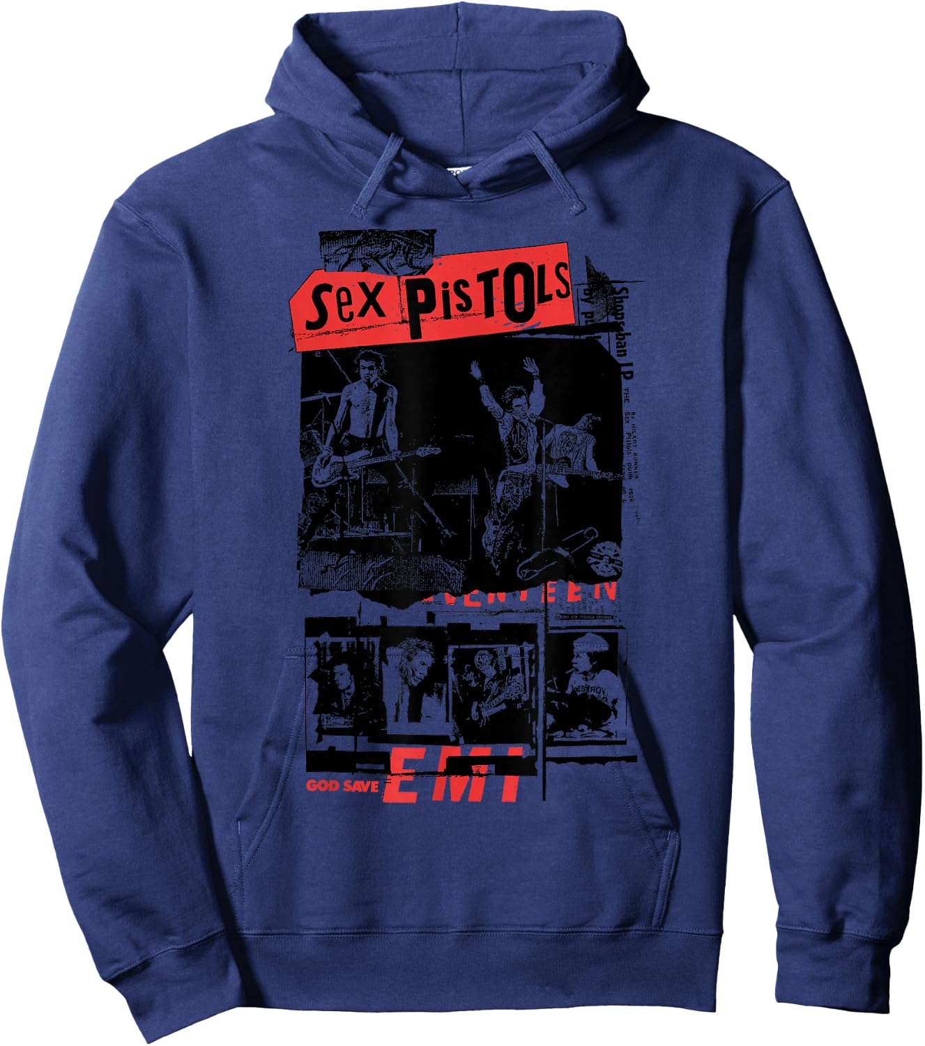Sex Pistols Official Classic Photo Collage Hoodie - Hoodie | Navy