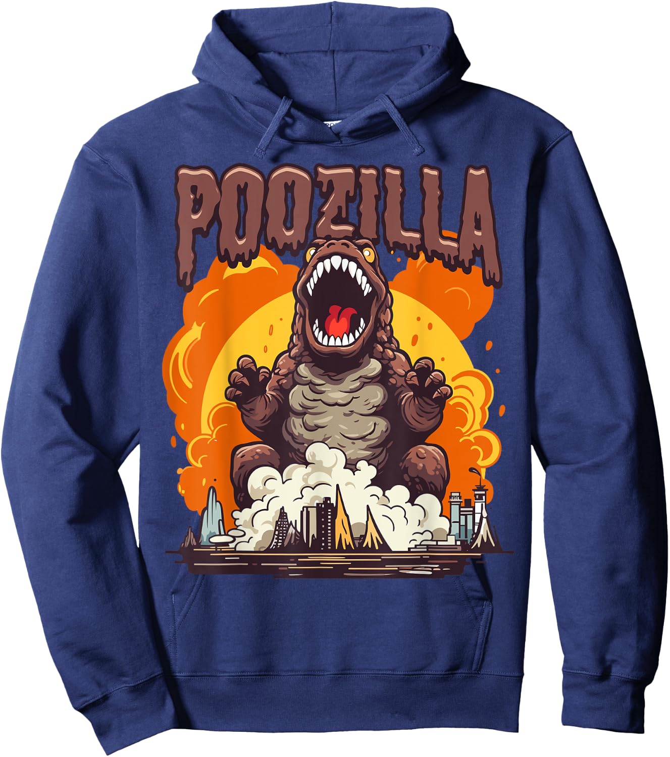 Poozilla Explosive Monstrous Diarrhea Poop Meme Funny Hoodie - Hoodie | Navy