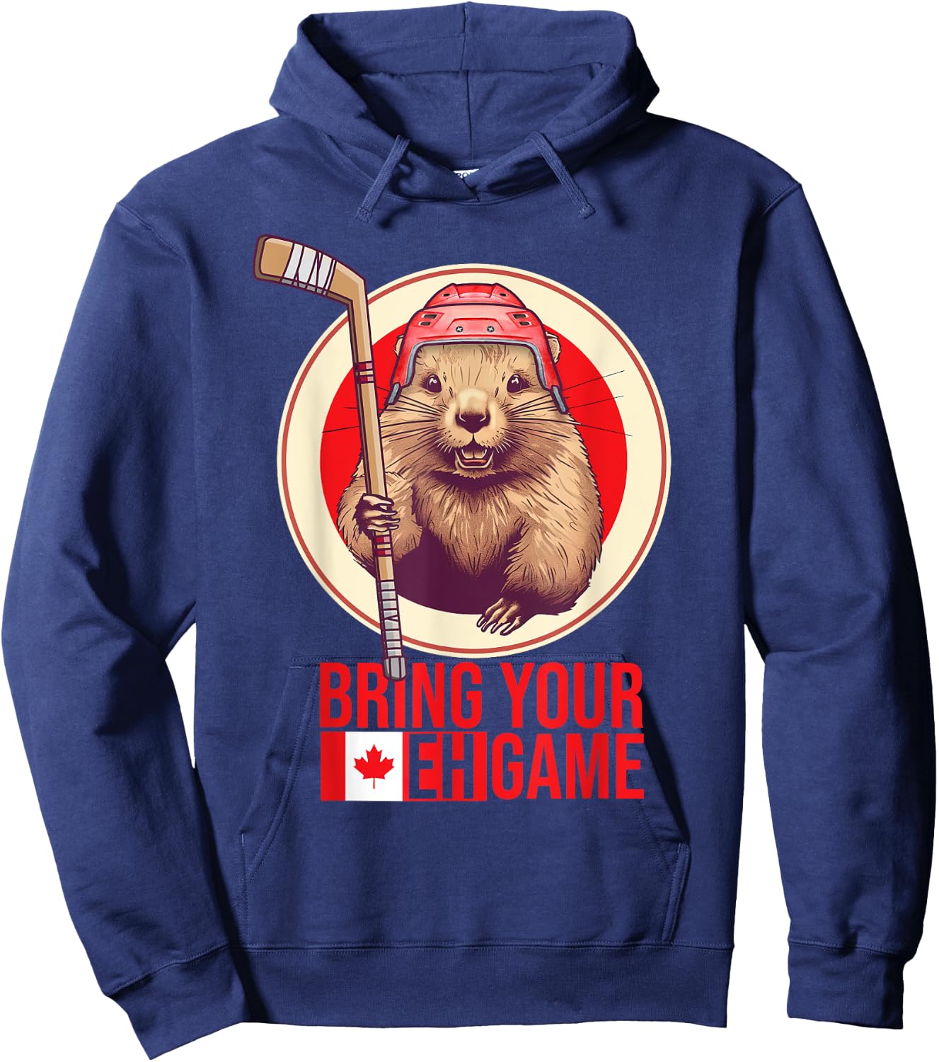 Canadian Hockey Beaver. Canada day, bring your eh! game Hoodie - Hoodie | Navy