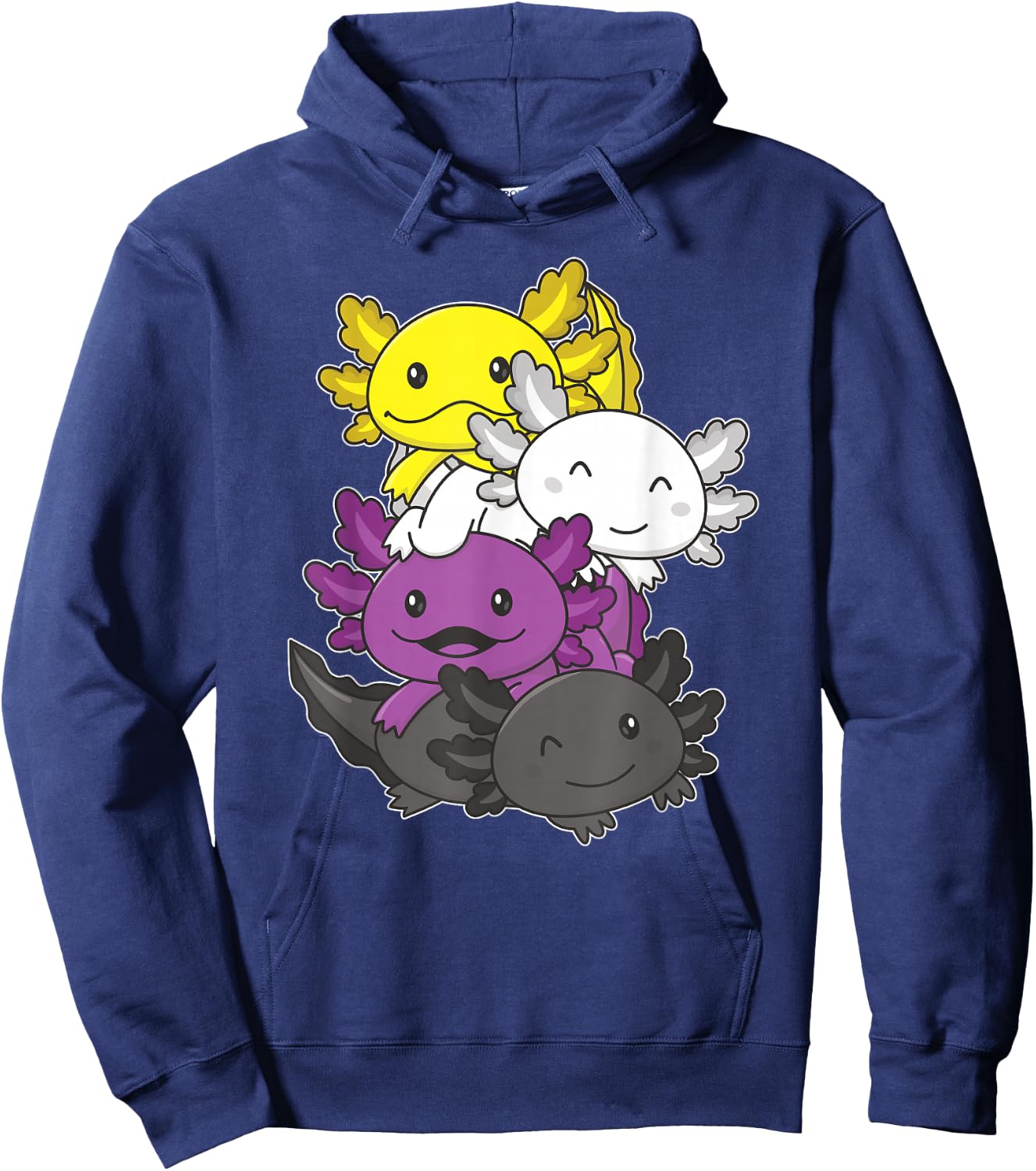 Nonbinary Flag Pride Month LGBTQ Nonbinary Axolotl Hoodie - Hoodie | Navy
