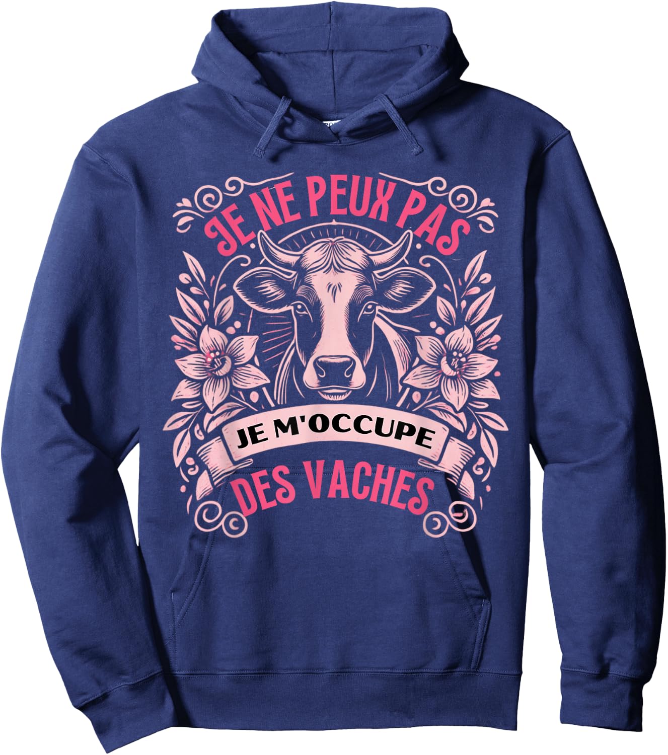 Humor Cow Women Farmer Farmer Cows , Black, S Hoodie - Hoodie | Navy
