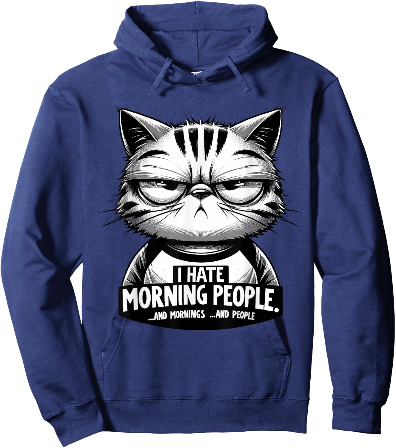 Katze - I Hate Morning People Morgenmuffel Funny Hoodie - Hoodie | Navy