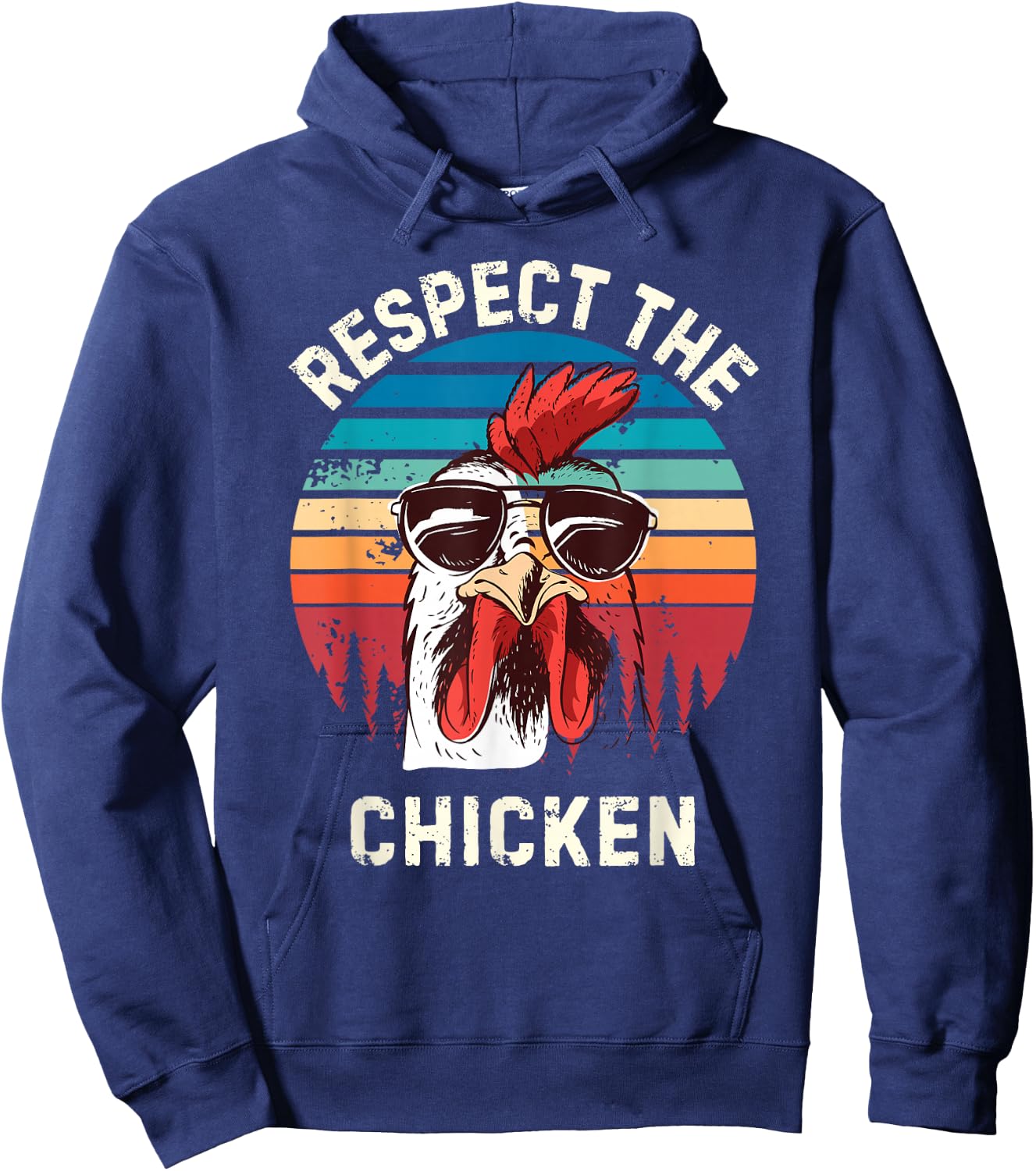 Retro Respect The Chicken Vintage Grunge Chicken Lover Hoodie - Hoodie | Navy