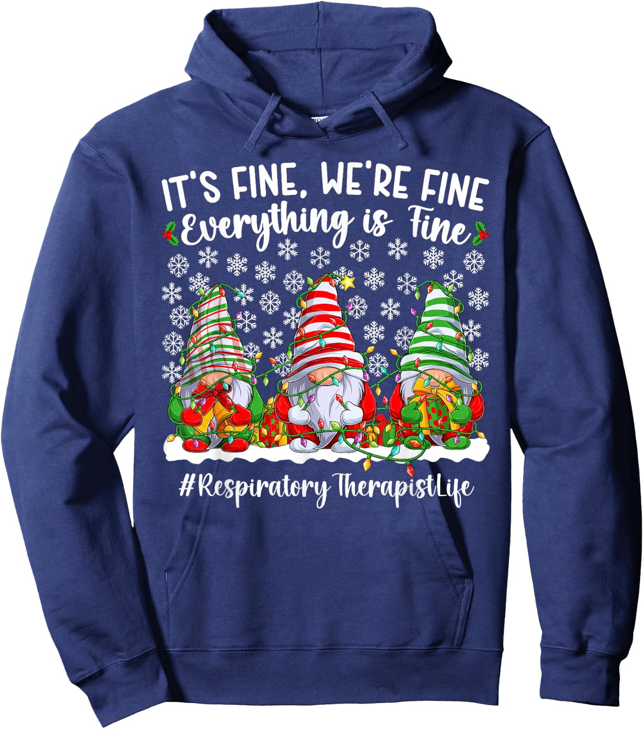 Funny Respiratory Therapist Christmas RT Xmas Party Hoodie - Hoodie | Navy
