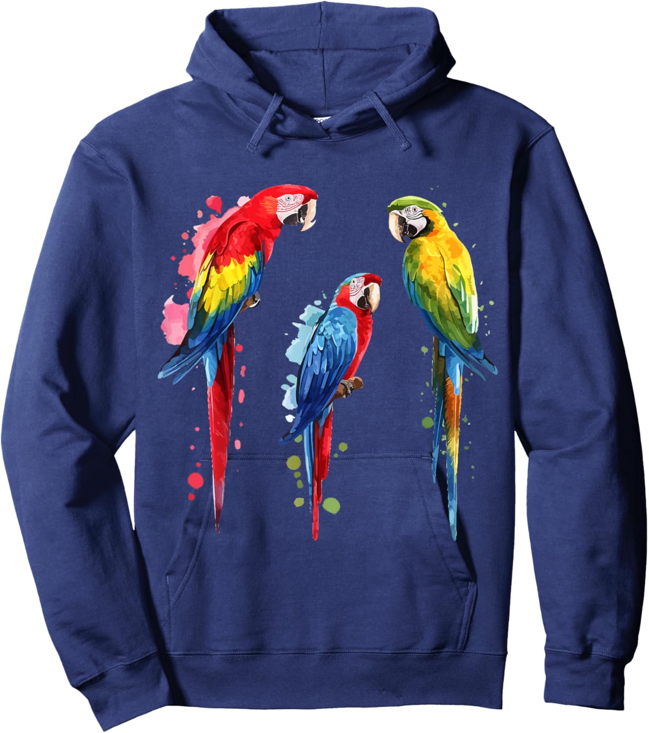 Colourful Parrot Watercolor , black Hoodie - Hoodie | Navy