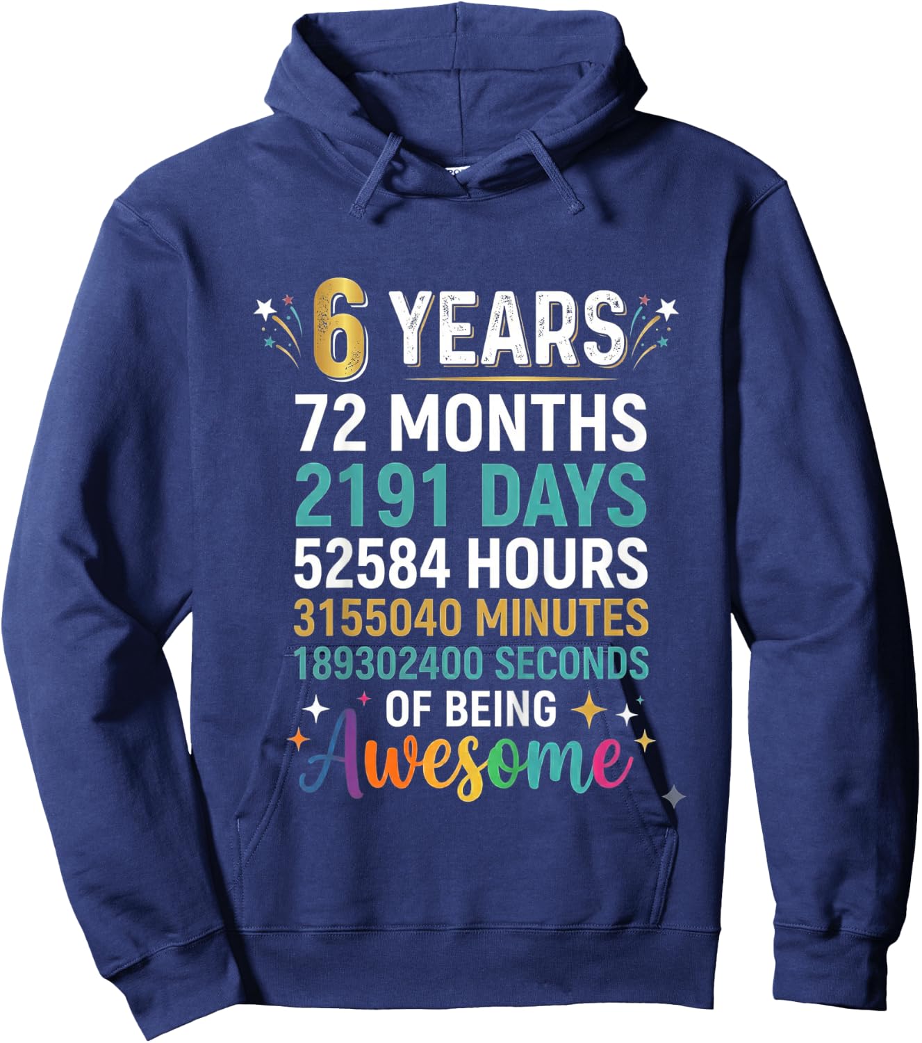 6th Birthday 6 Years Old Kids Boy Girl Hoodie - Hoodie | Navy