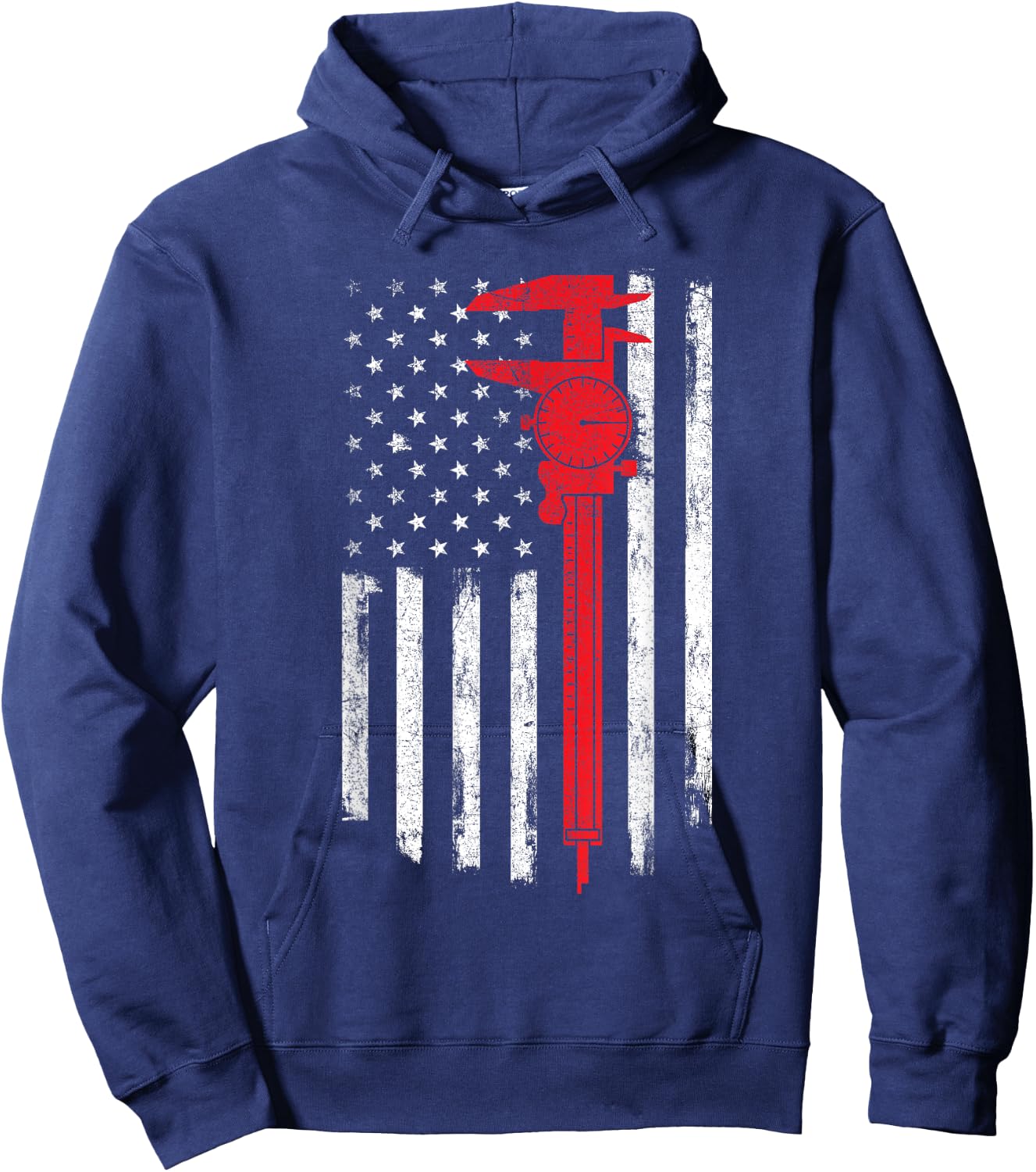 Mechanic Tools - American Flag Machinist Machine Operator Hoodie - Hoodie | Navy