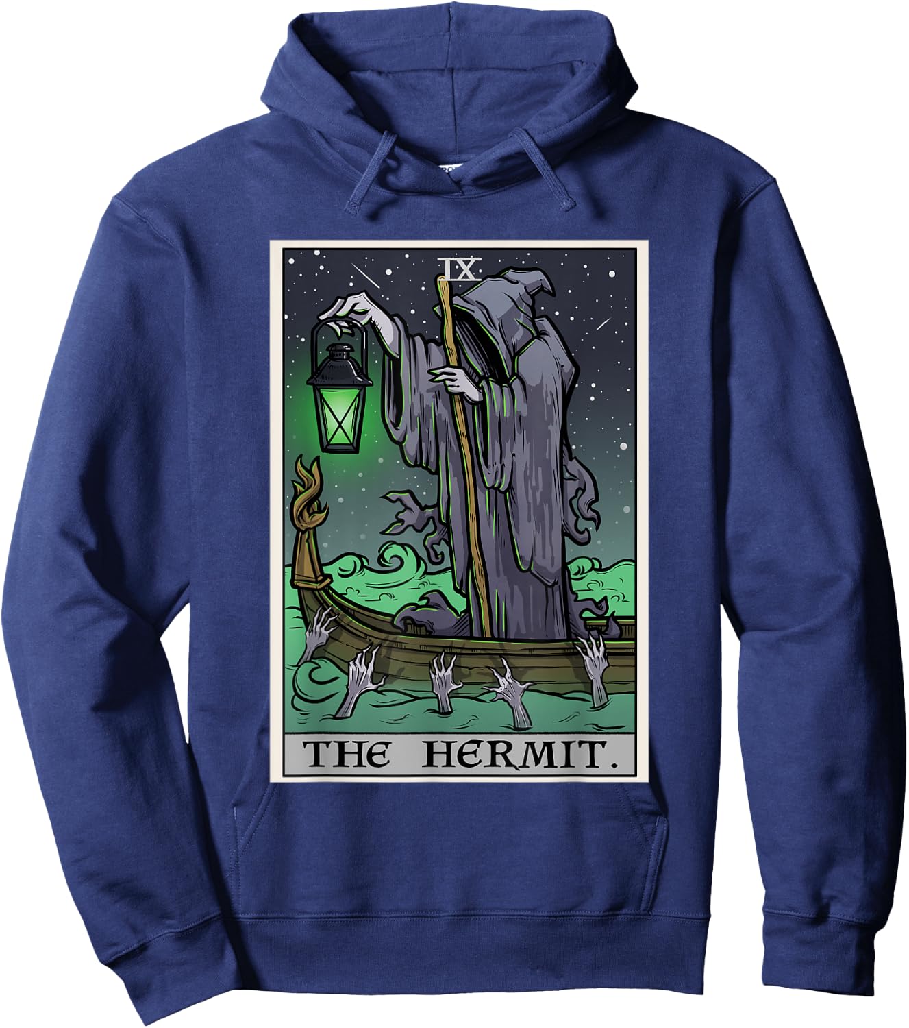 The Hermit Tarot Card Gothic Halloween Grim Reaper Horror Small Hoodie - Hoodie | Navy