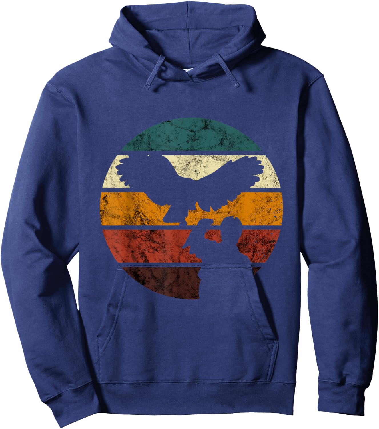 Falconry Red Tailed Hawk Vintage Retro Ornithology Falcon Hoodie - Hoodie | Navy
