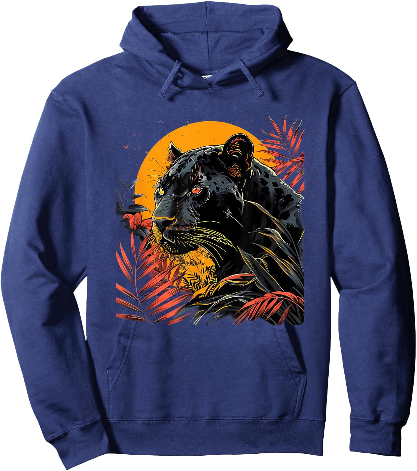 Panther Moon Artwork Wildlife Panther Lover Animal Art Hoodie - Hoodie | Navy